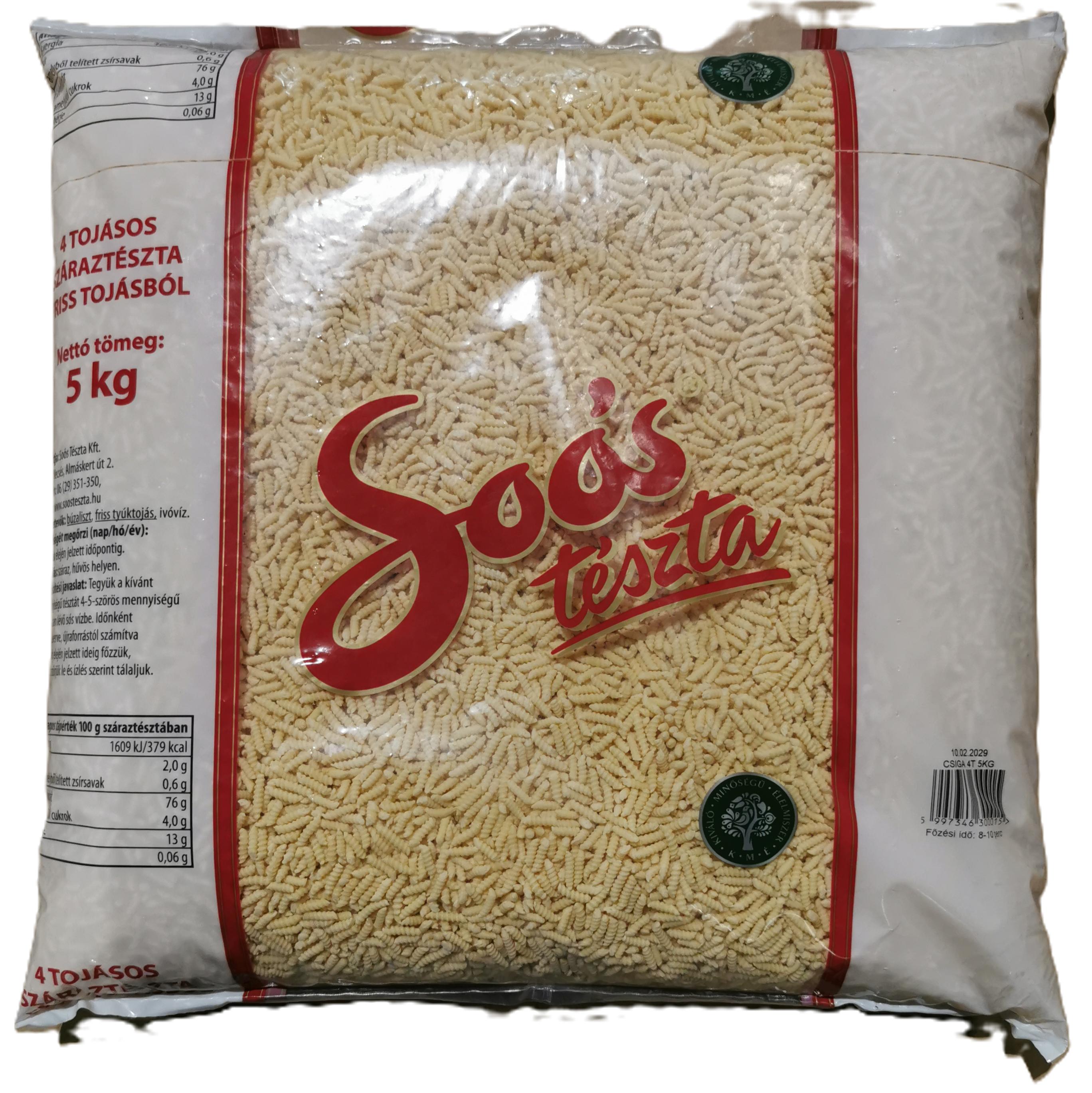 Csigatészta 4 tojásos 5 kg SOÓS