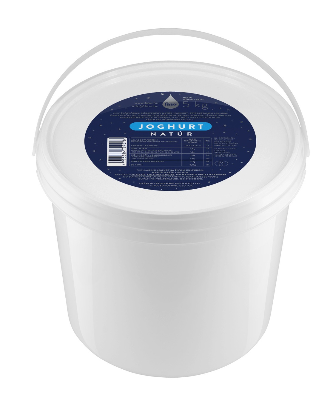 Joghurt natúr 5 l vödrös FINO