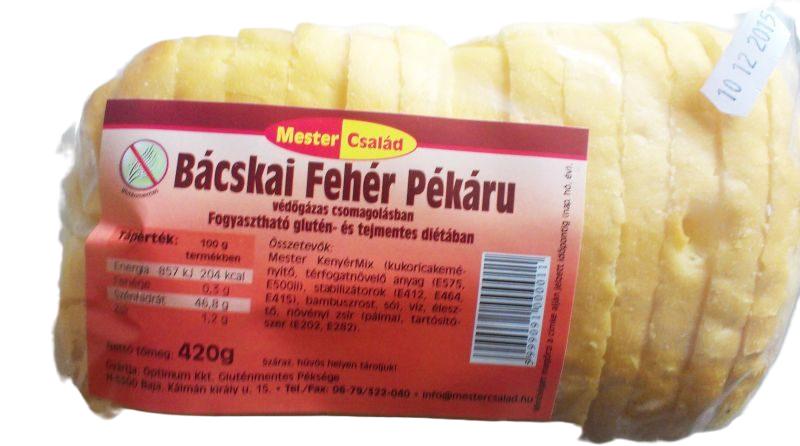 Kenyér fehér gluténmentes tejmentes 420 g BÁCSKAI