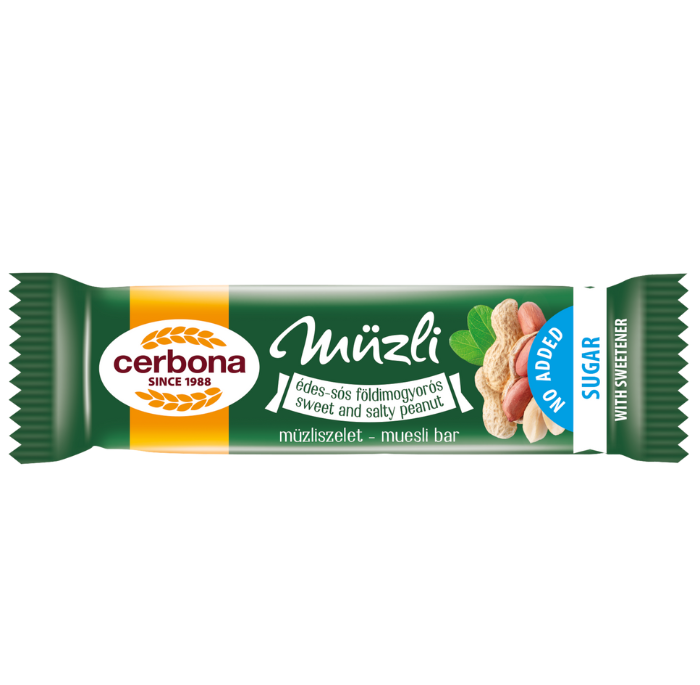 Cerbona müzli szelet földimogyorós édes-sós cukormentes 20 g 