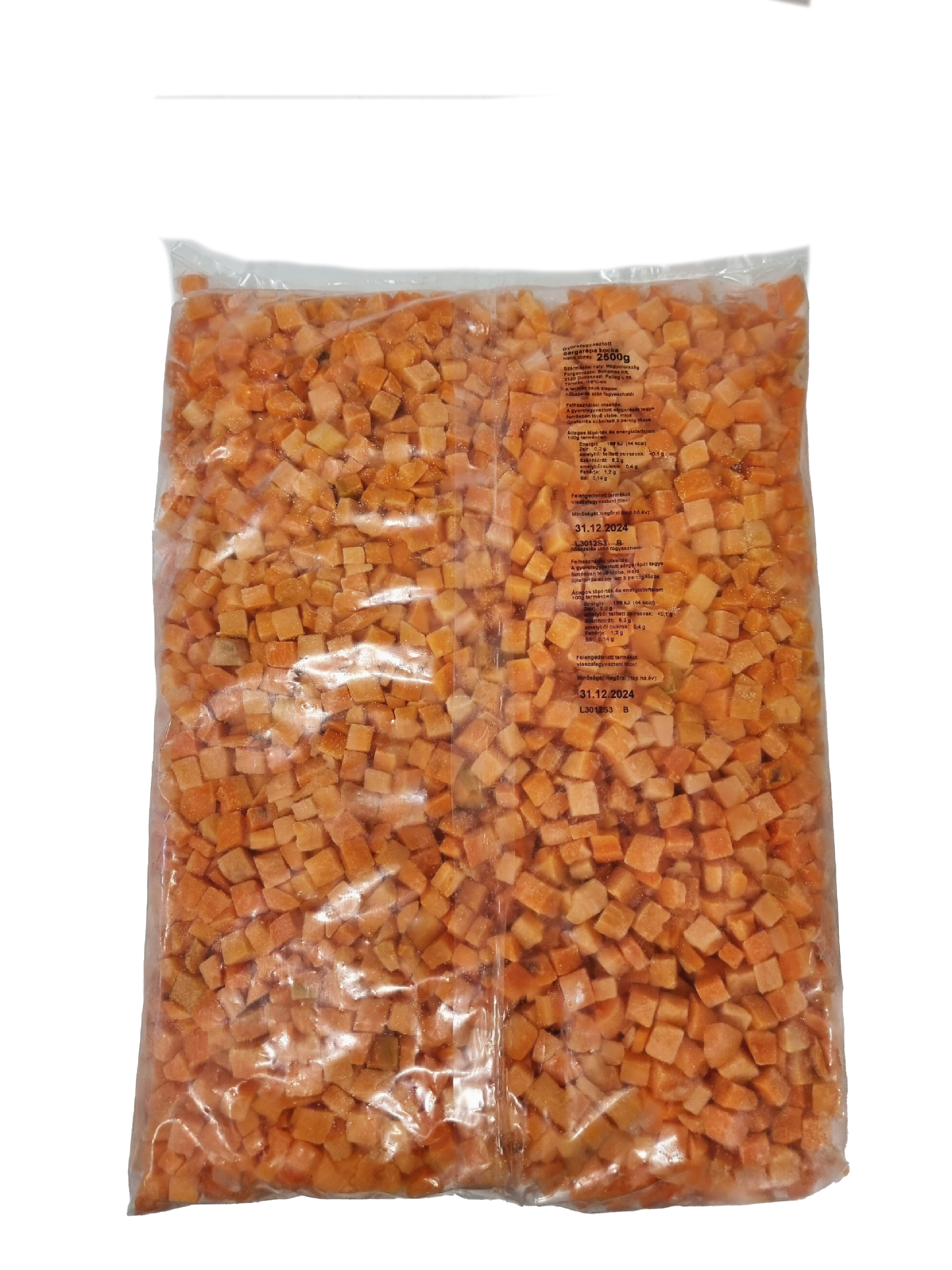 Sárgarépa kocka 2,5 kg mirelit