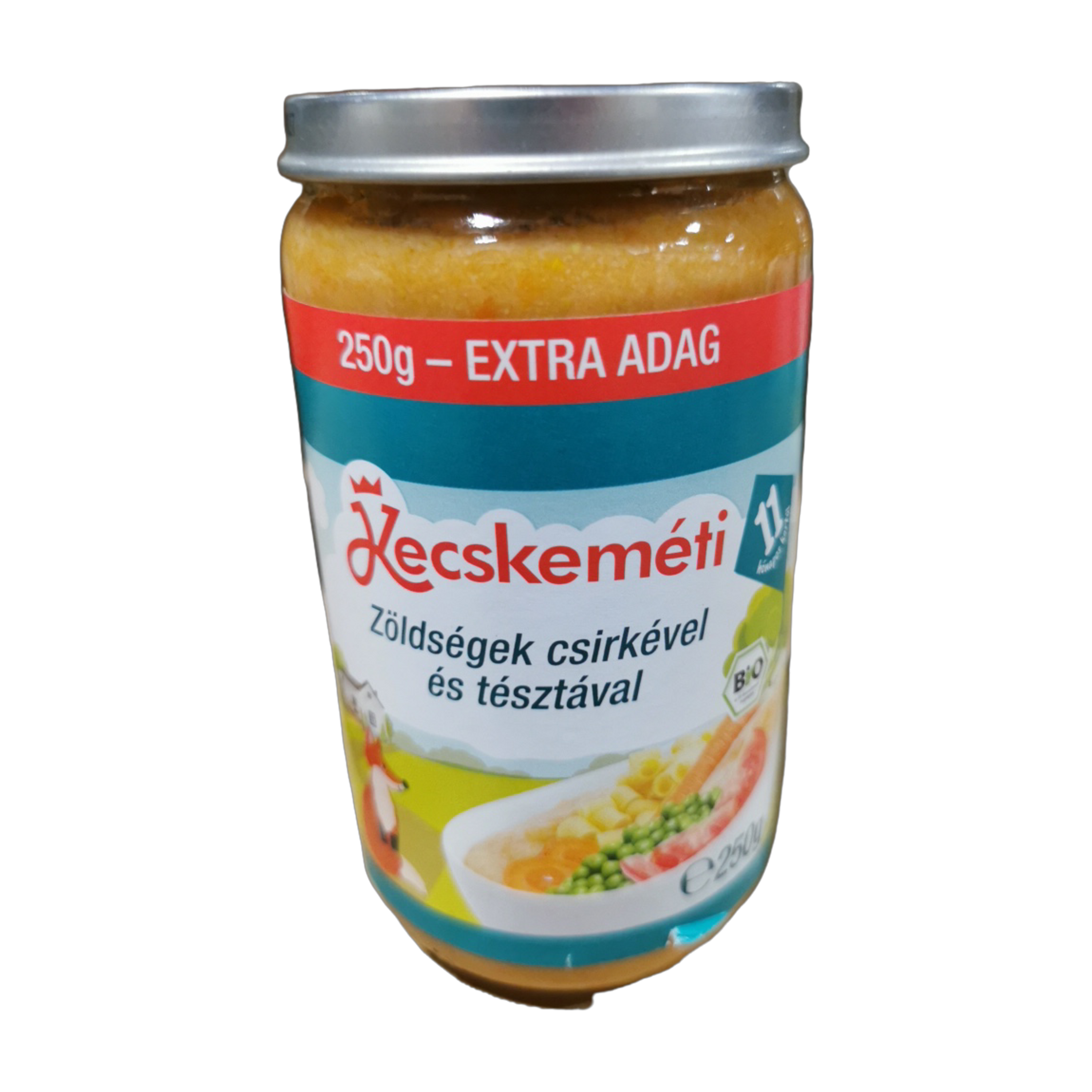 Bébiétel bio zöldségek csirkével és tésztával 250 g (11 hó) KECSKEMÉTI HIPP