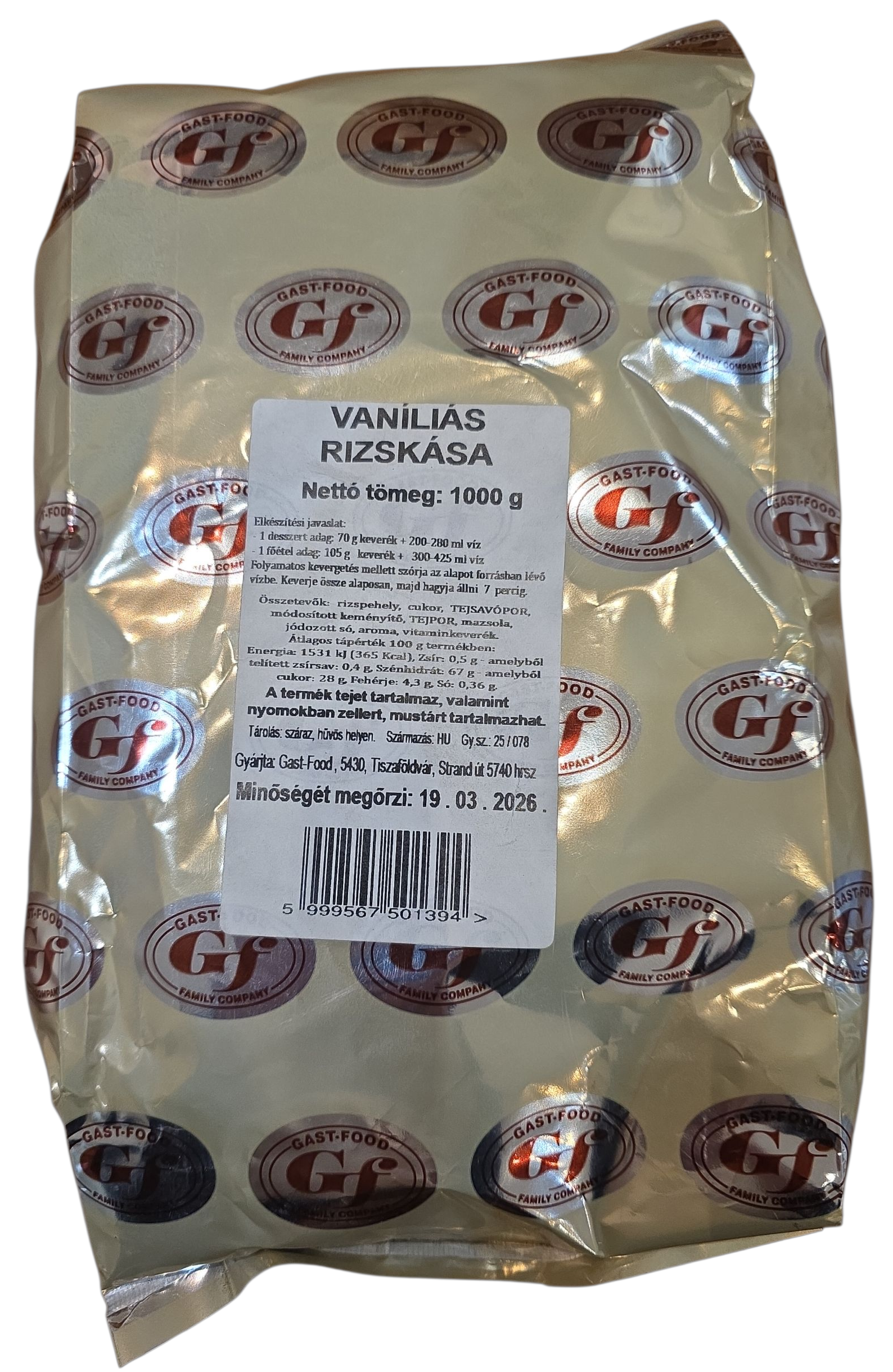 Rizskása vaníliás 1.000 g GAST-FOOD