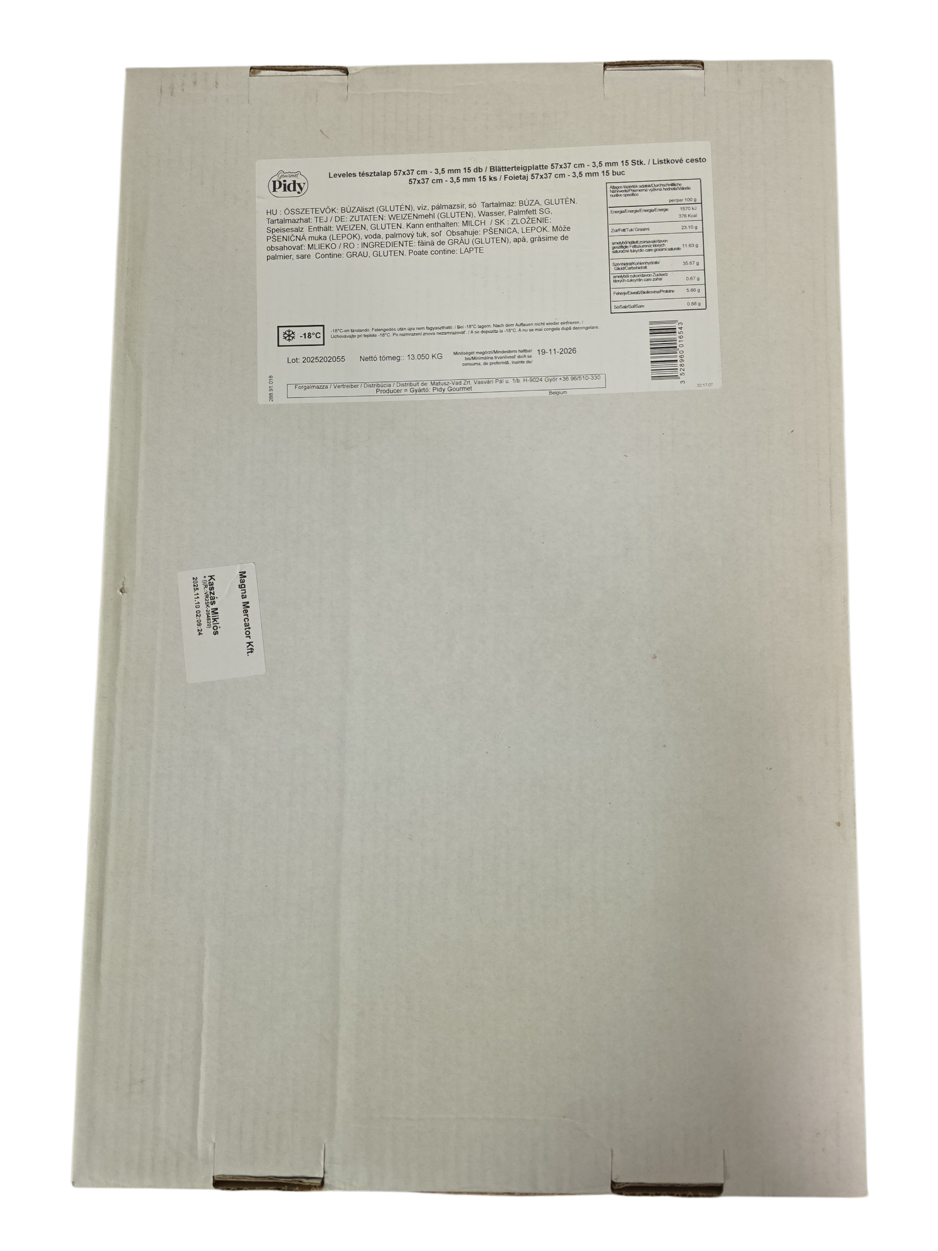 Leveles tészta 3,5 mm (13,05 kg/#) mirelit