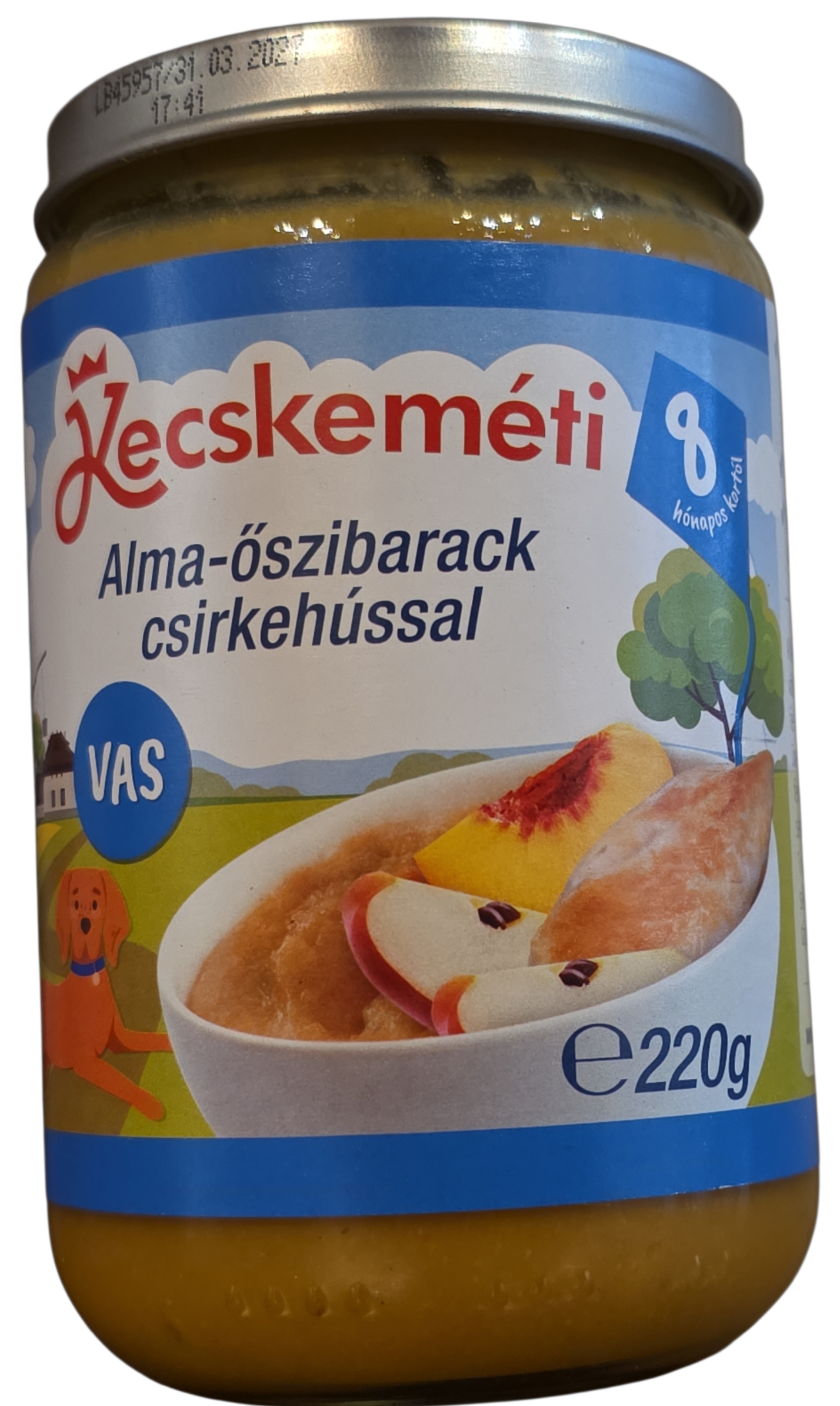 Bébiétel alma-őszibarack csirkehússal 220 g (8hó) Kecskeméti/HIPP/KREL