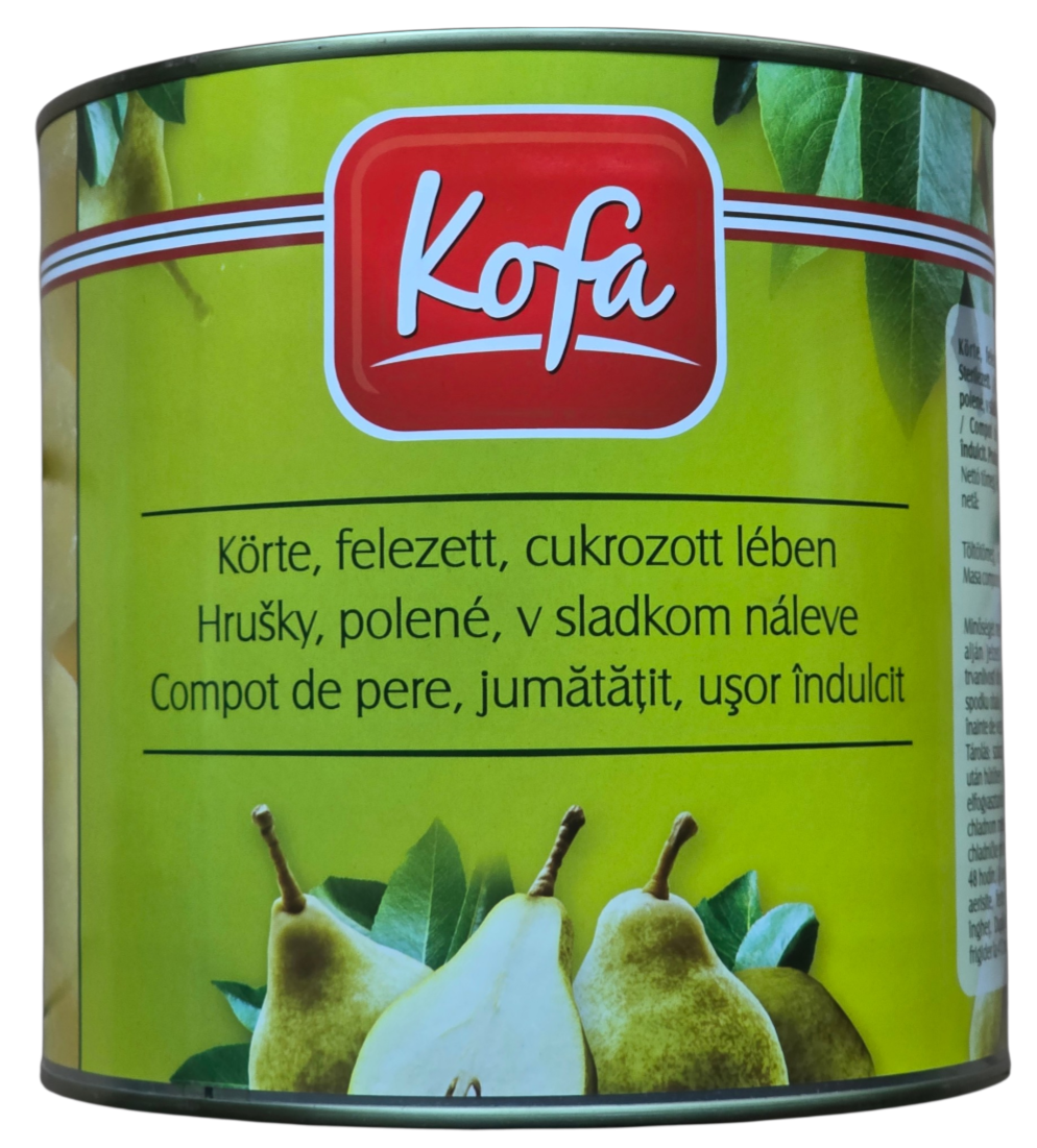 Körte konzerv felezett 2.500/1.500 g KOFA