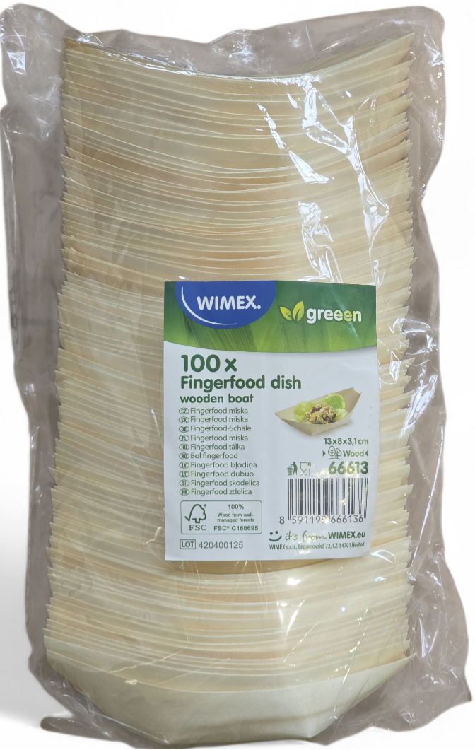 Fa kínáló hajó tálka 13 X 8 cm (100 db/#)