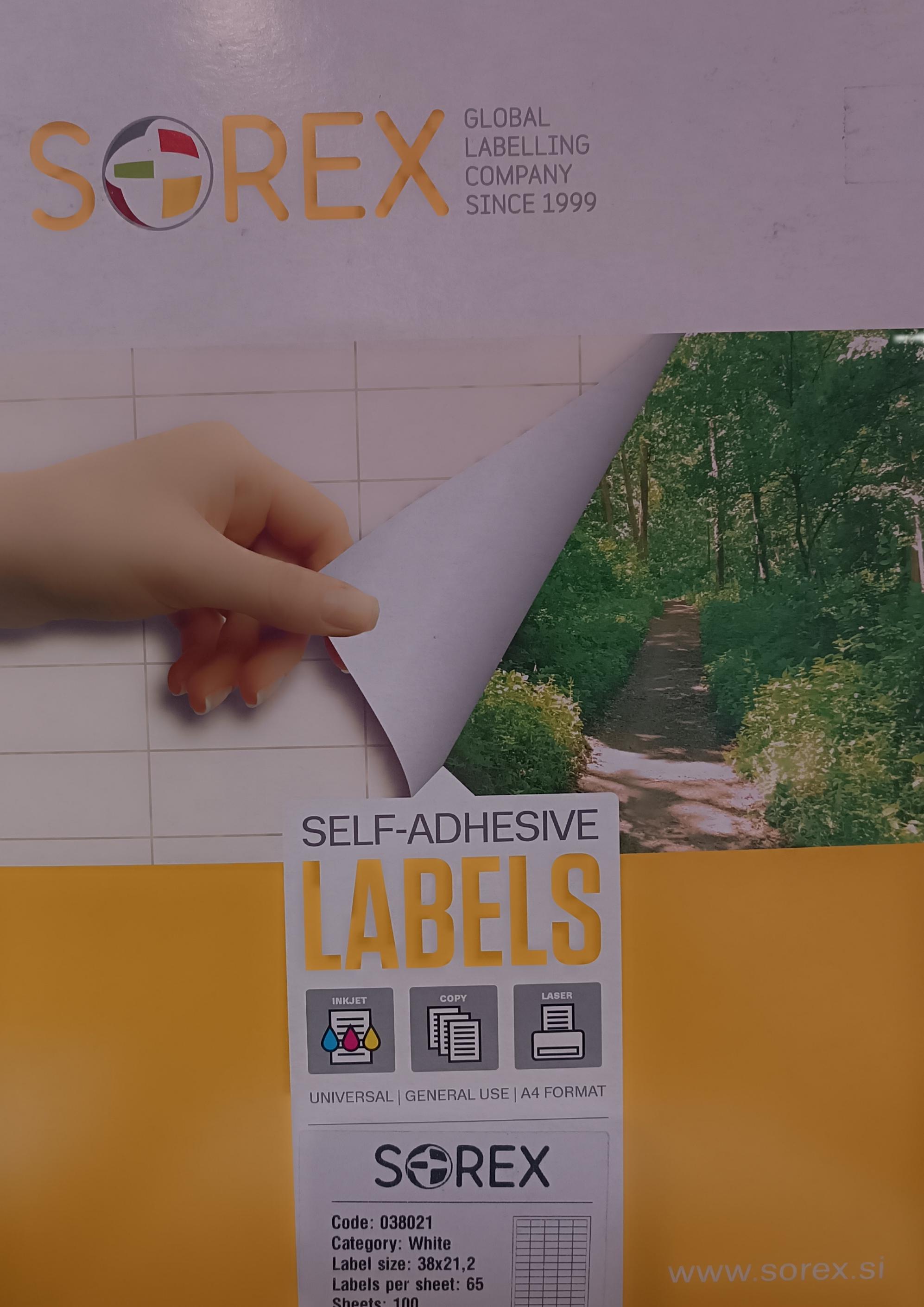 Etikett címke 38,1 X 21,2 mm 100 lap 65 címke/lap
