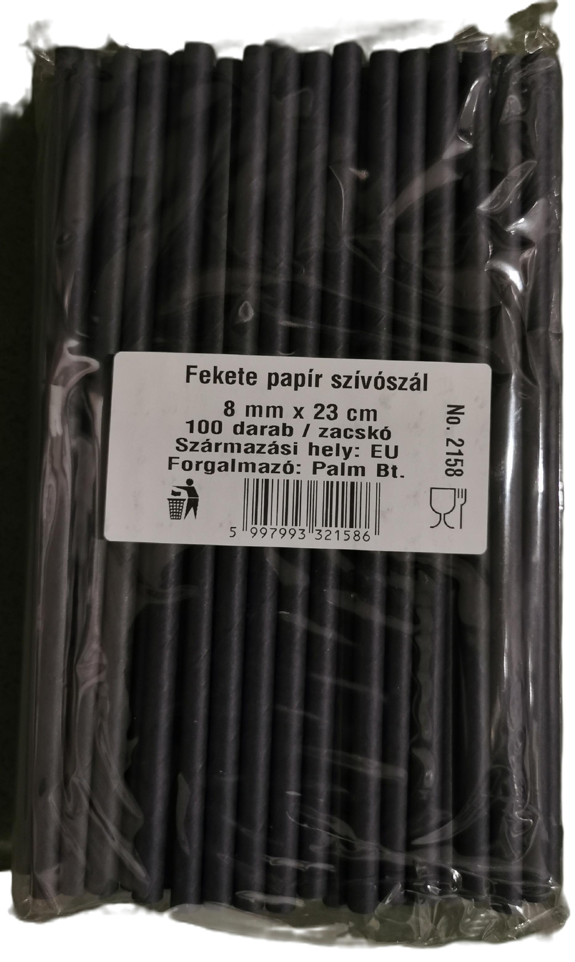 Szívószál papír fekete 8 X 230 mm 100 db-os