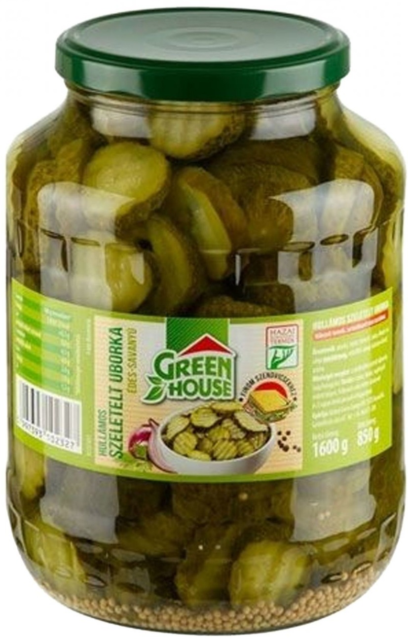 Csemege uborka szeletelt hullámos 1.600 g/850 g GREENHOUSE