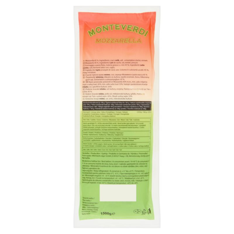 Pizza Mozzarella állati 1,5 kg MONTEVERDI