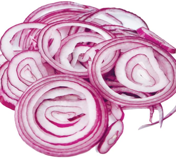 Tisztított lila hagyma szeletelt /kg KÉZI FR