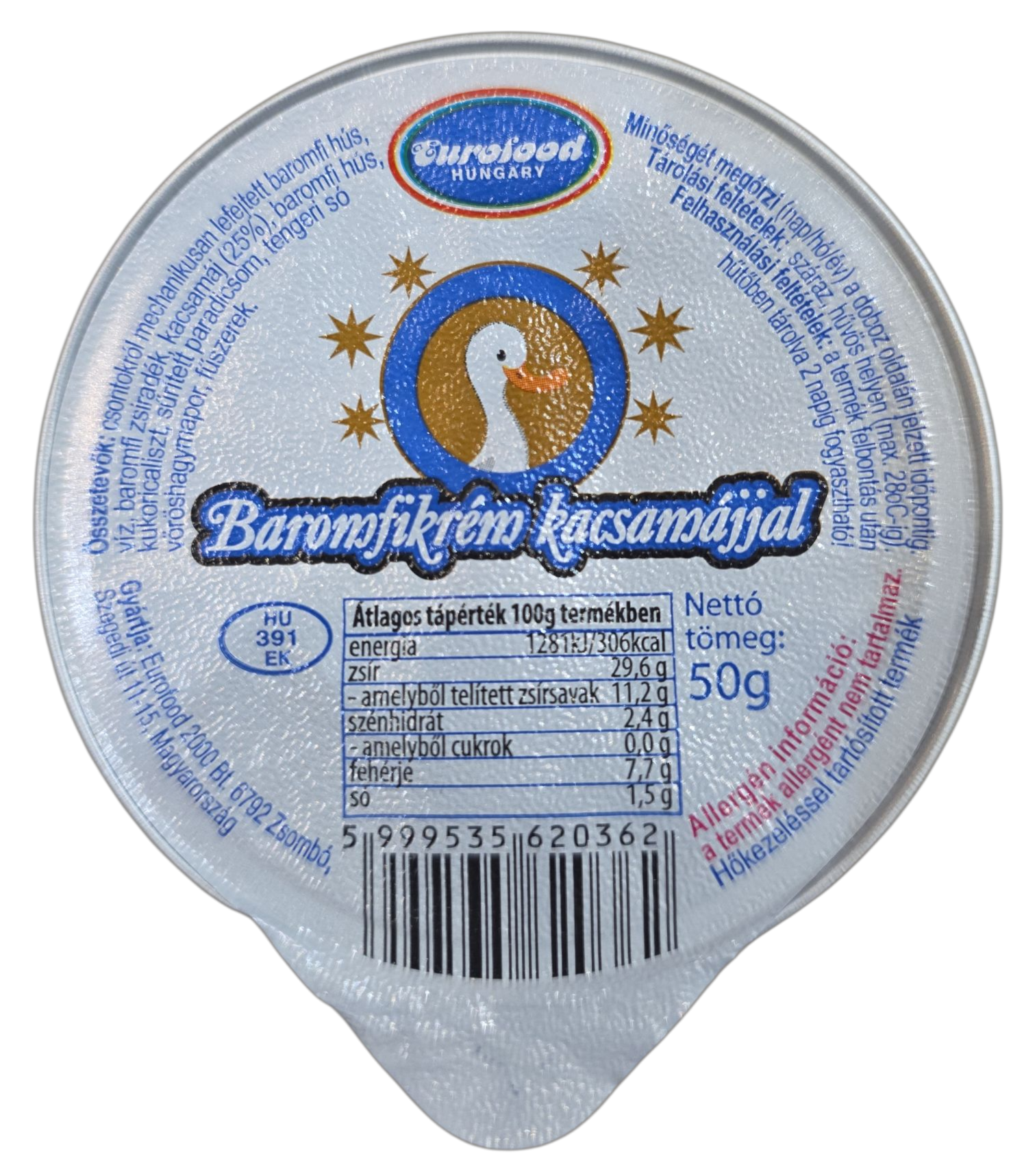Eurofood baromfikrém kacsamájjal 50 g (24 db/#)
