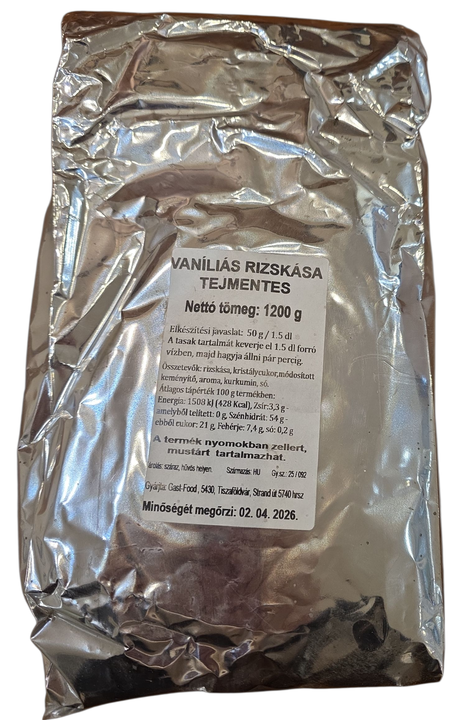 Rizskása vaníliás tejmentes 1.200 g GAST-FOOD