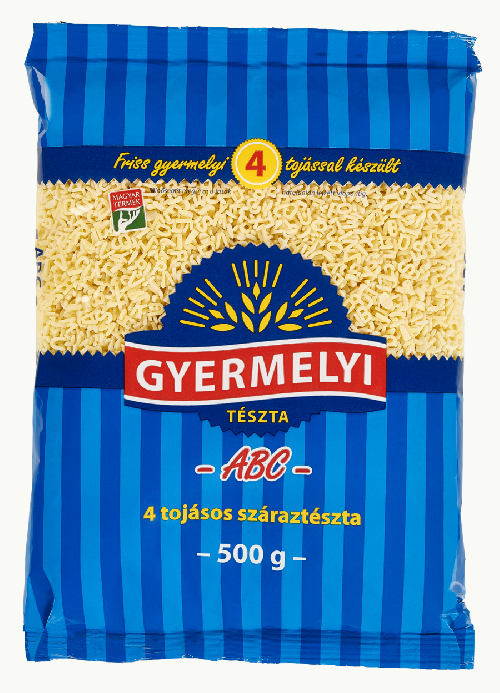 Betűtészta 4 tojásos 500 g GYERMELYI