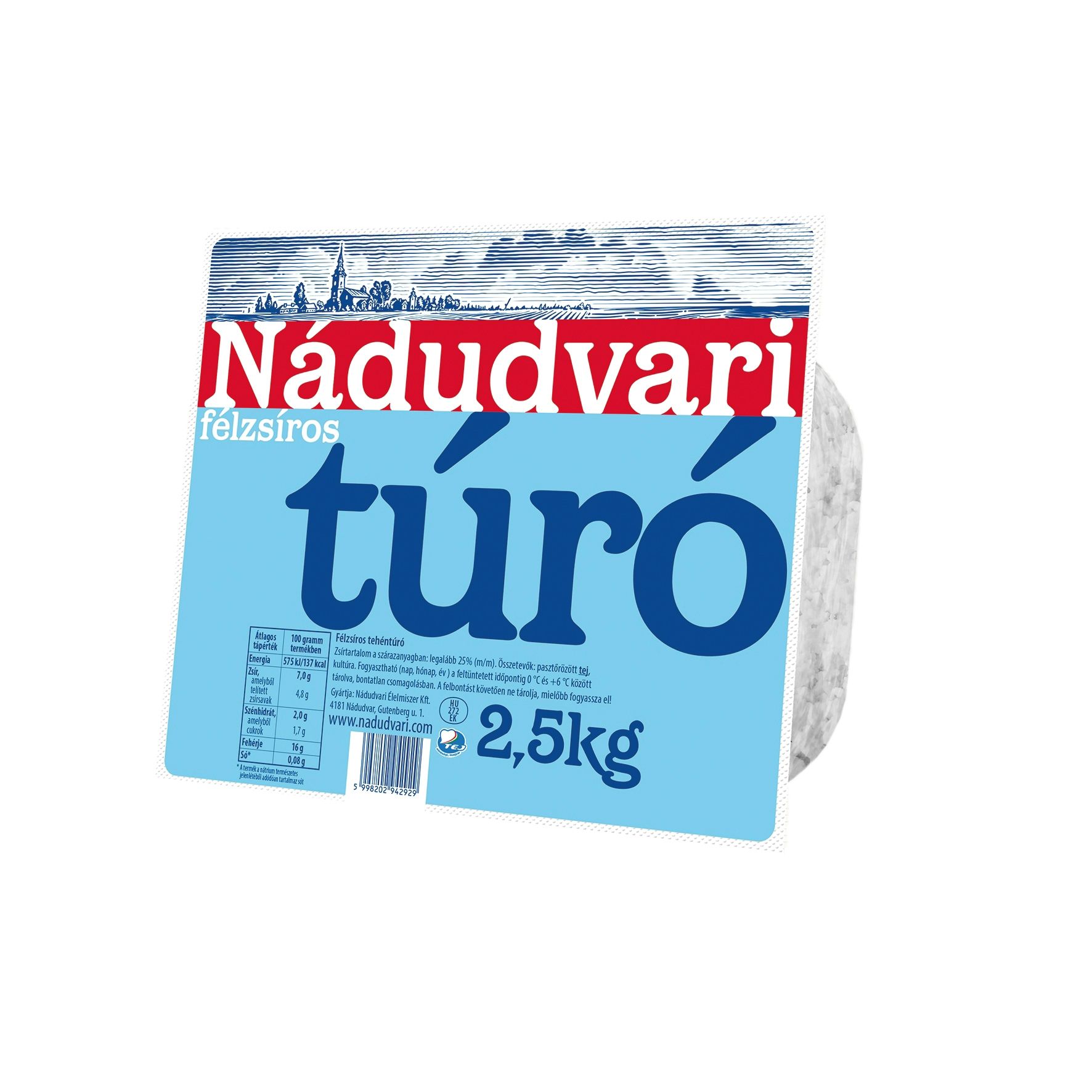 Tehéntúró 2,5 kg vákuumos NÁDUDVARI