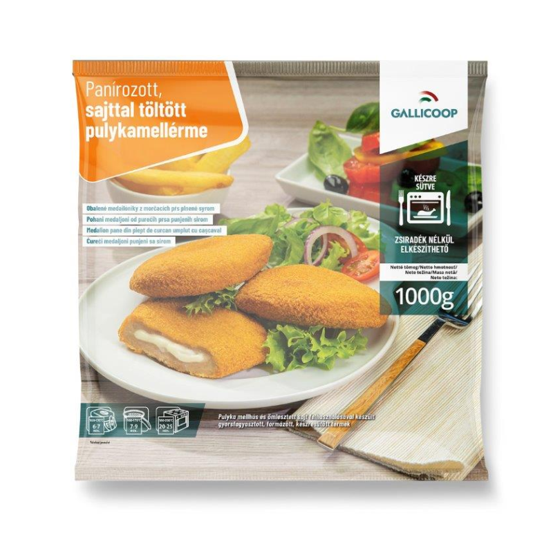 Sajttal töltött pulykamellérme 1 kg GALLICOOP mirelit