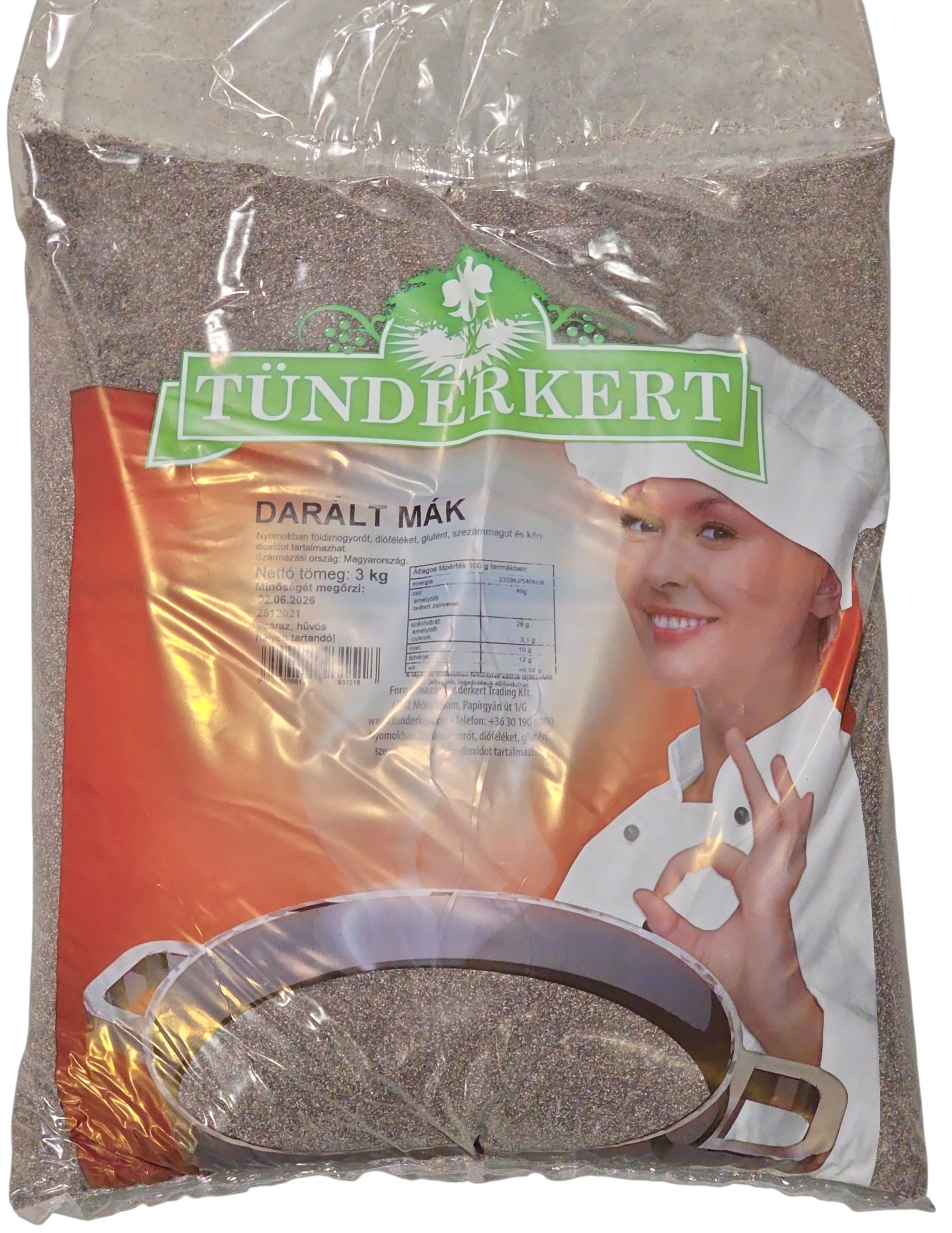 Mák darált hőkezelt 3 kg Tündérkert /Krel
