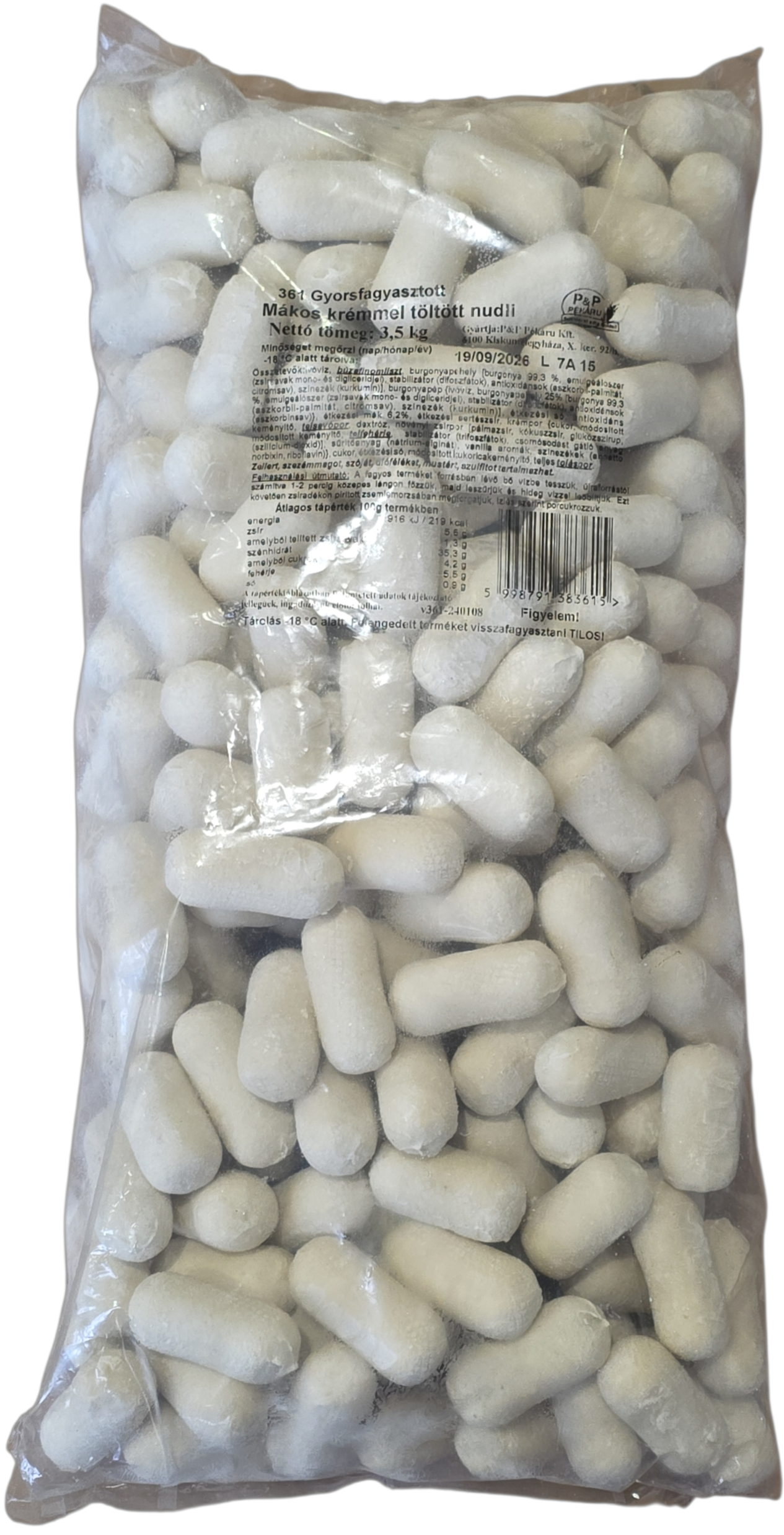 Nudli mákos krémmel töltött 3,5 kg mirelit