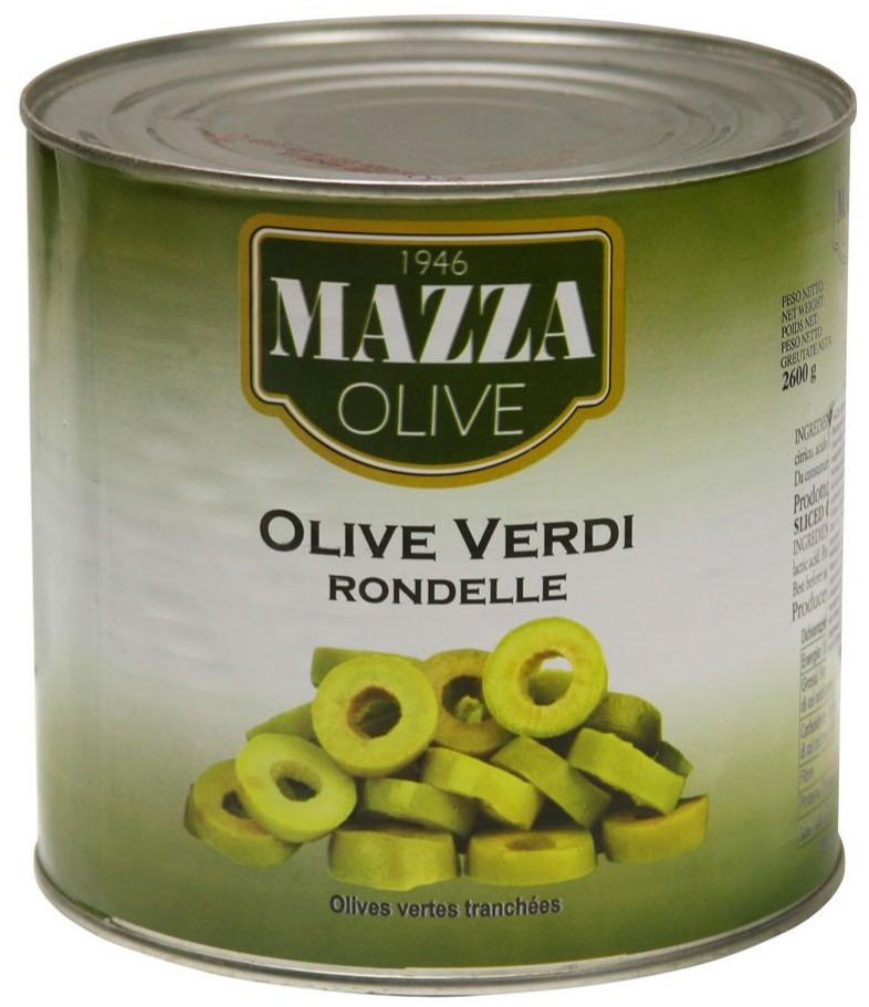 Olívabogyó zöld szeletelt 2.650 ml /1.320 g MAZZA