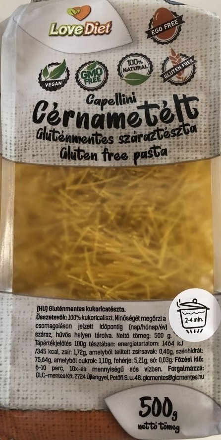 Cérnametélt gluténmentes 500 g LOVE DIET