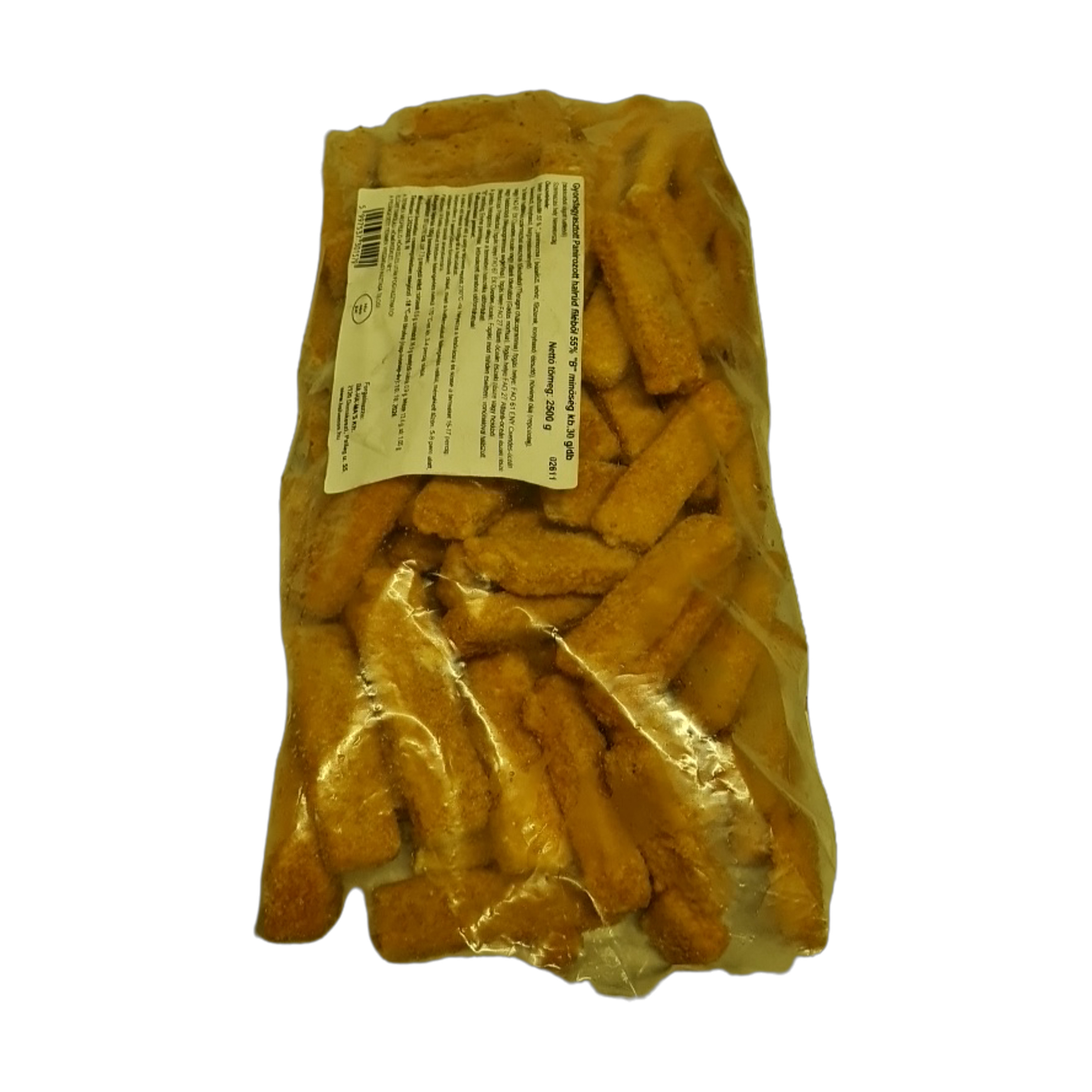 Panírozott halrúd filéből (kb.30 g/db) 2,5 kg mirelit