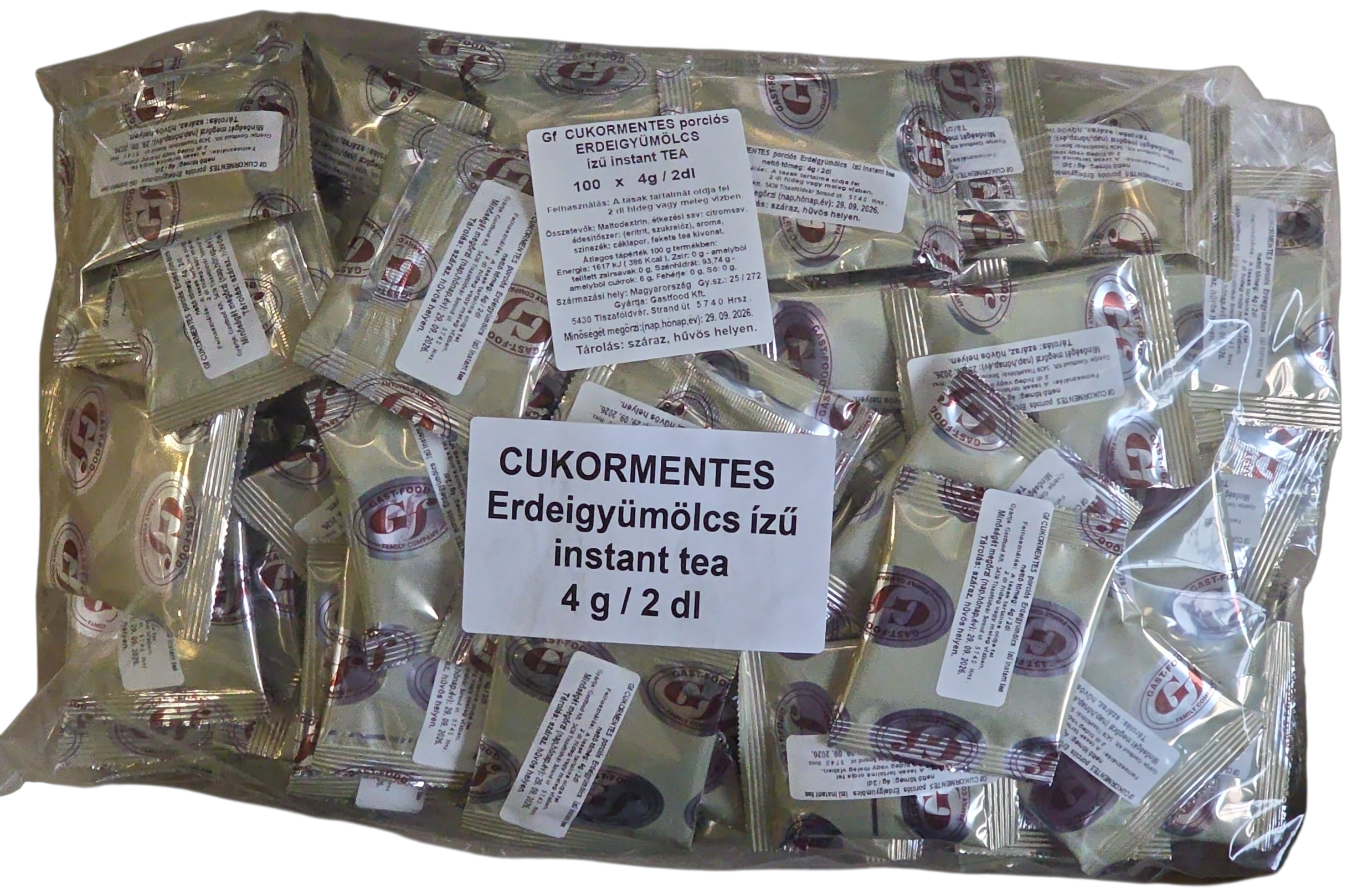 Gast-Food instant tea erdei gyümölcsös ízű porciós cukormentes (100 X 4 g / 2 dl)