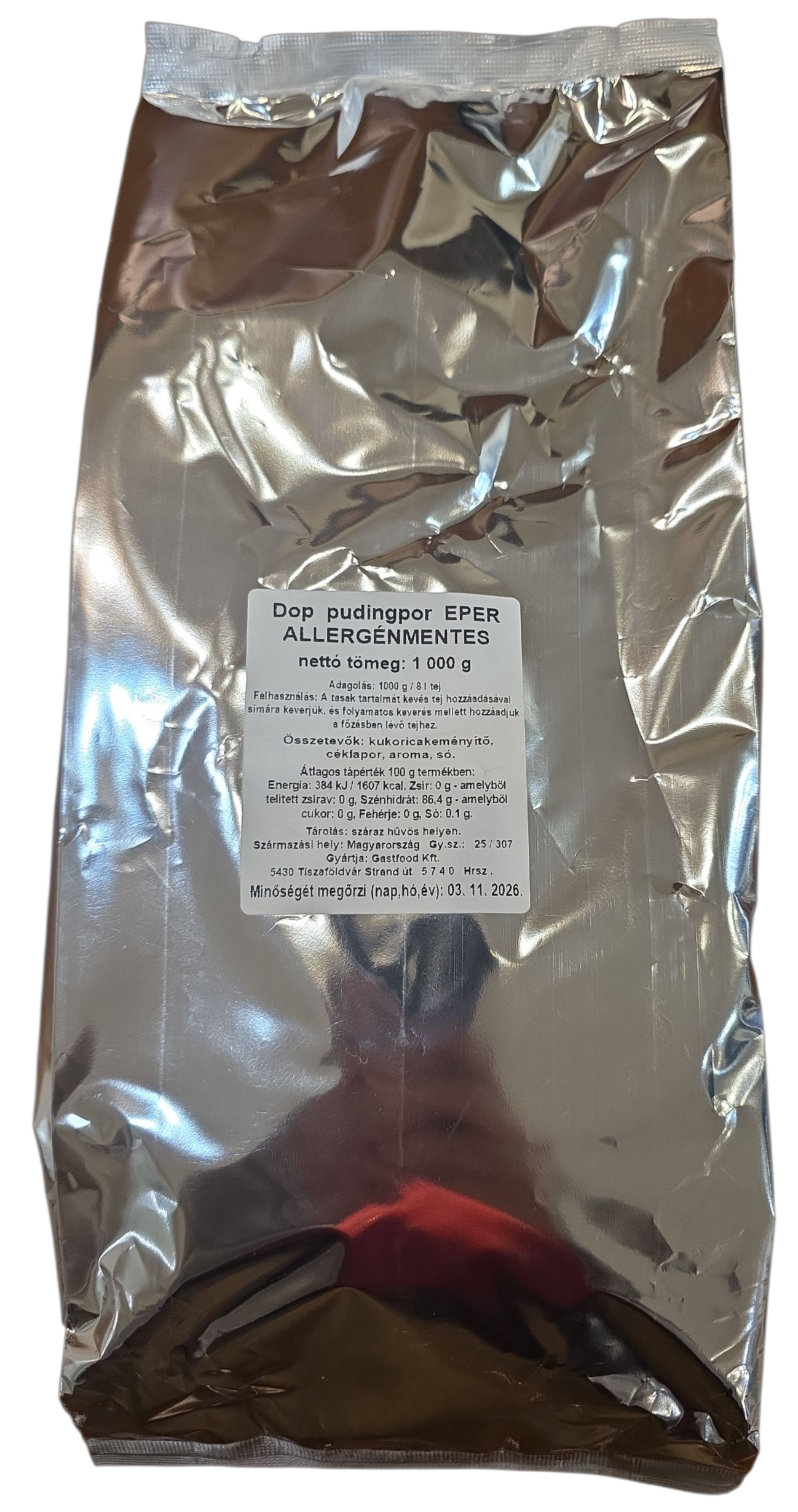 Pudingpor eper 1 kg Allergénmentes
