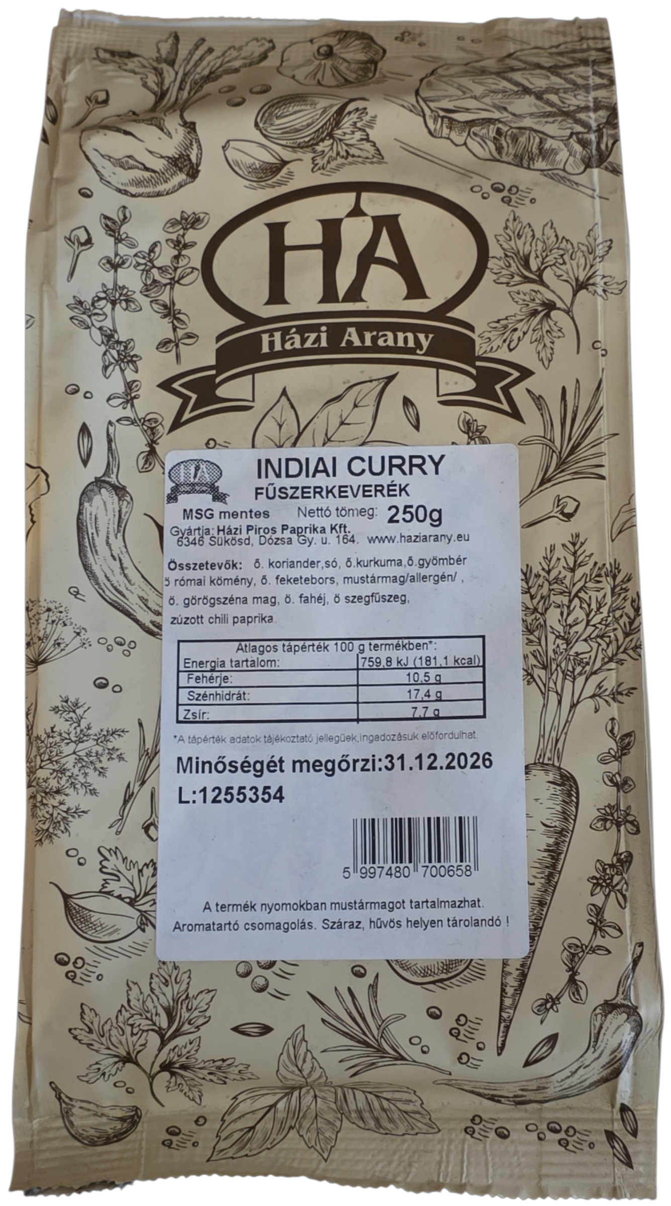 Curry Indiai 250 g H.A.