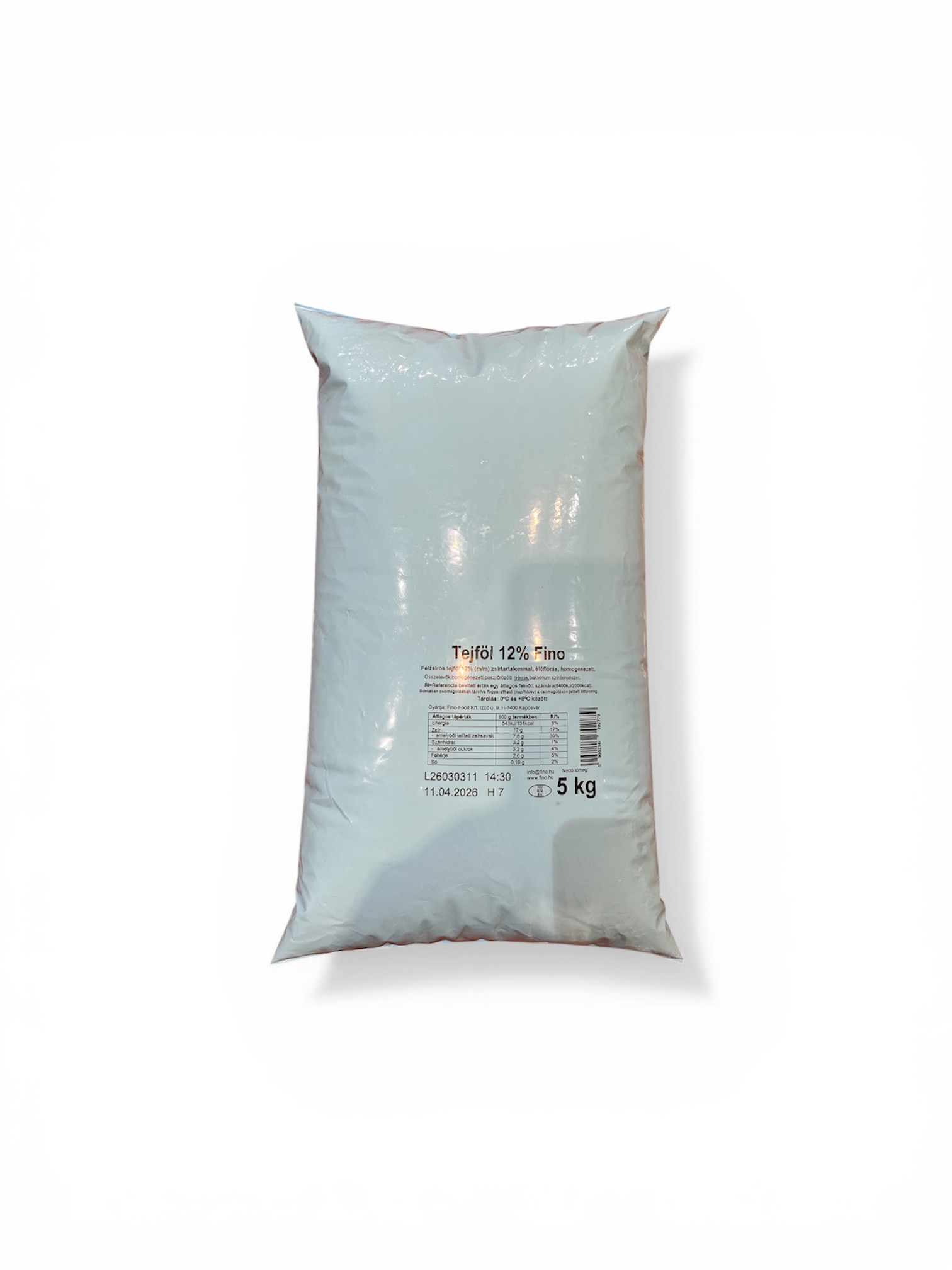 Tejföl 12% zacskós 5 l FINO