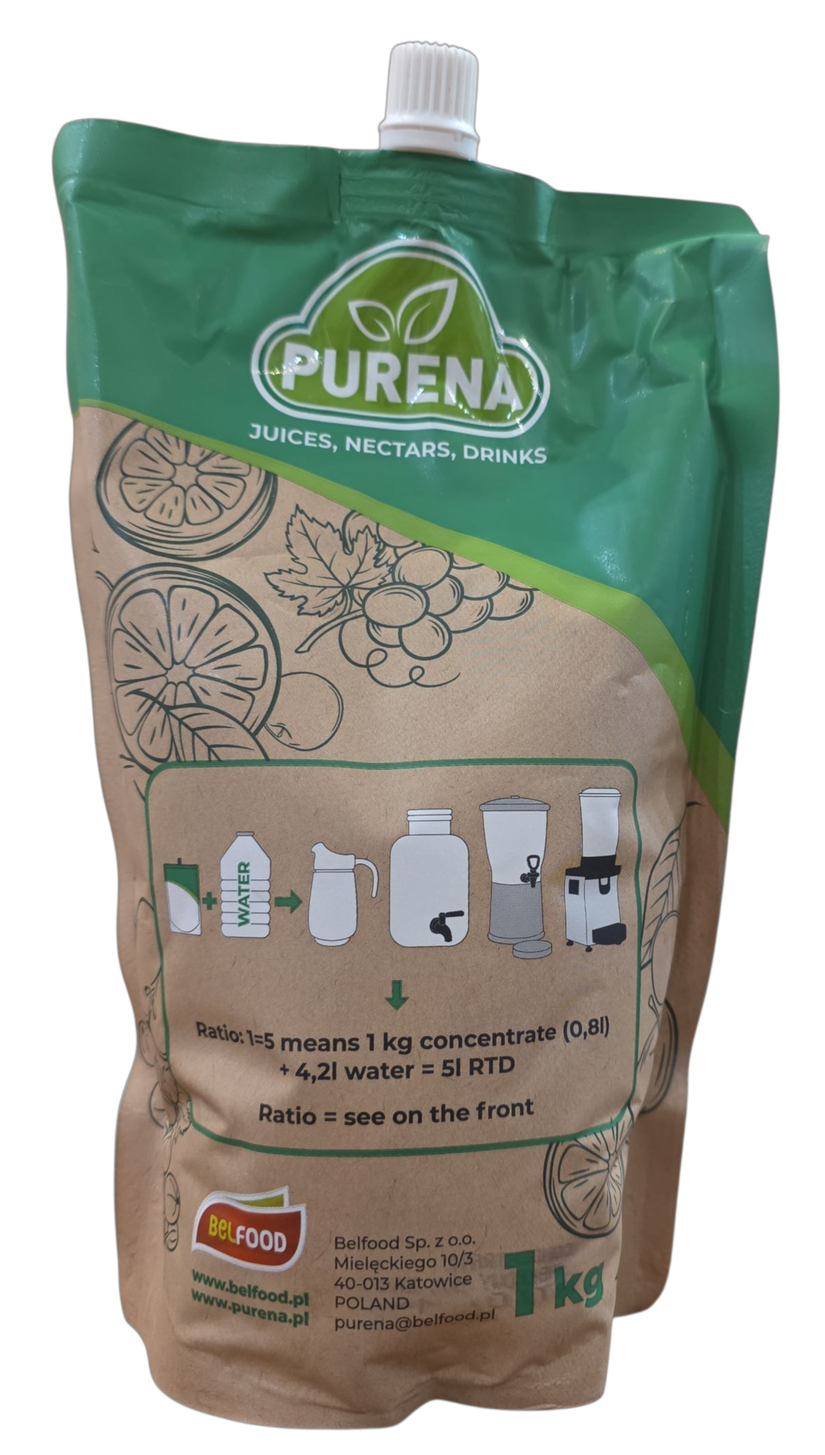 Őszibarack-alma 50% gyümölcs sűrítmény 1 l (6 db/#) PURENA