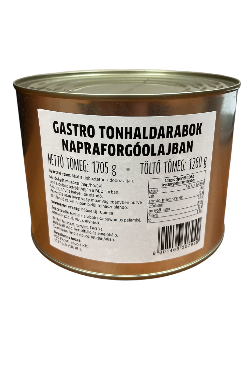 Gastro Tonhaldarabok olajban fémdobozos 1.705 g 