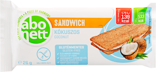 Abonett szendvics kókuszos gluténmentes 26 g