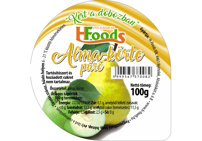 Alma-körte püré 100 g (60 db/#) H-FOODS