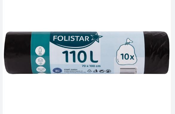 Kukazsák fekete 110 l 10 db-os FOLISTAR
