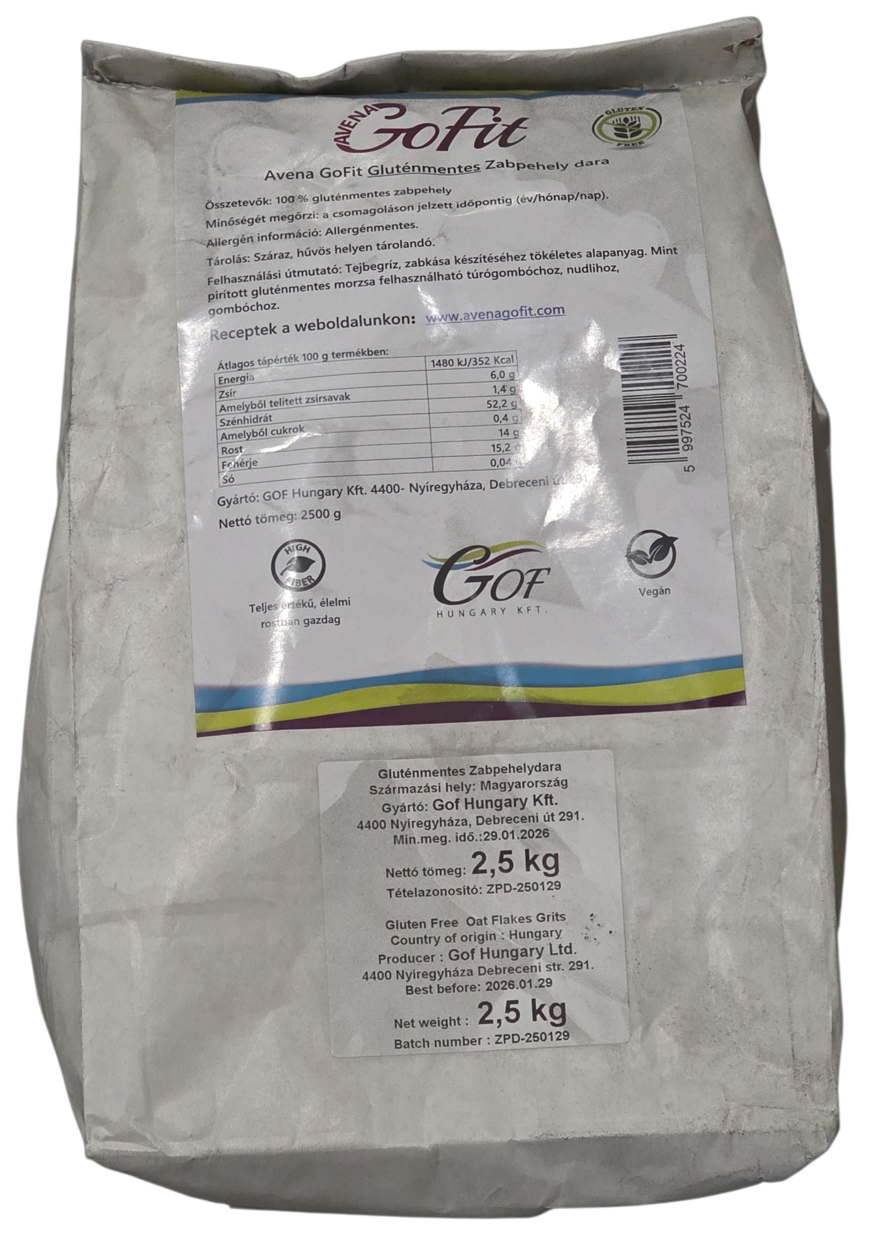 Gofit Zabpehelydara gluténmentes 2,5 kg KREL