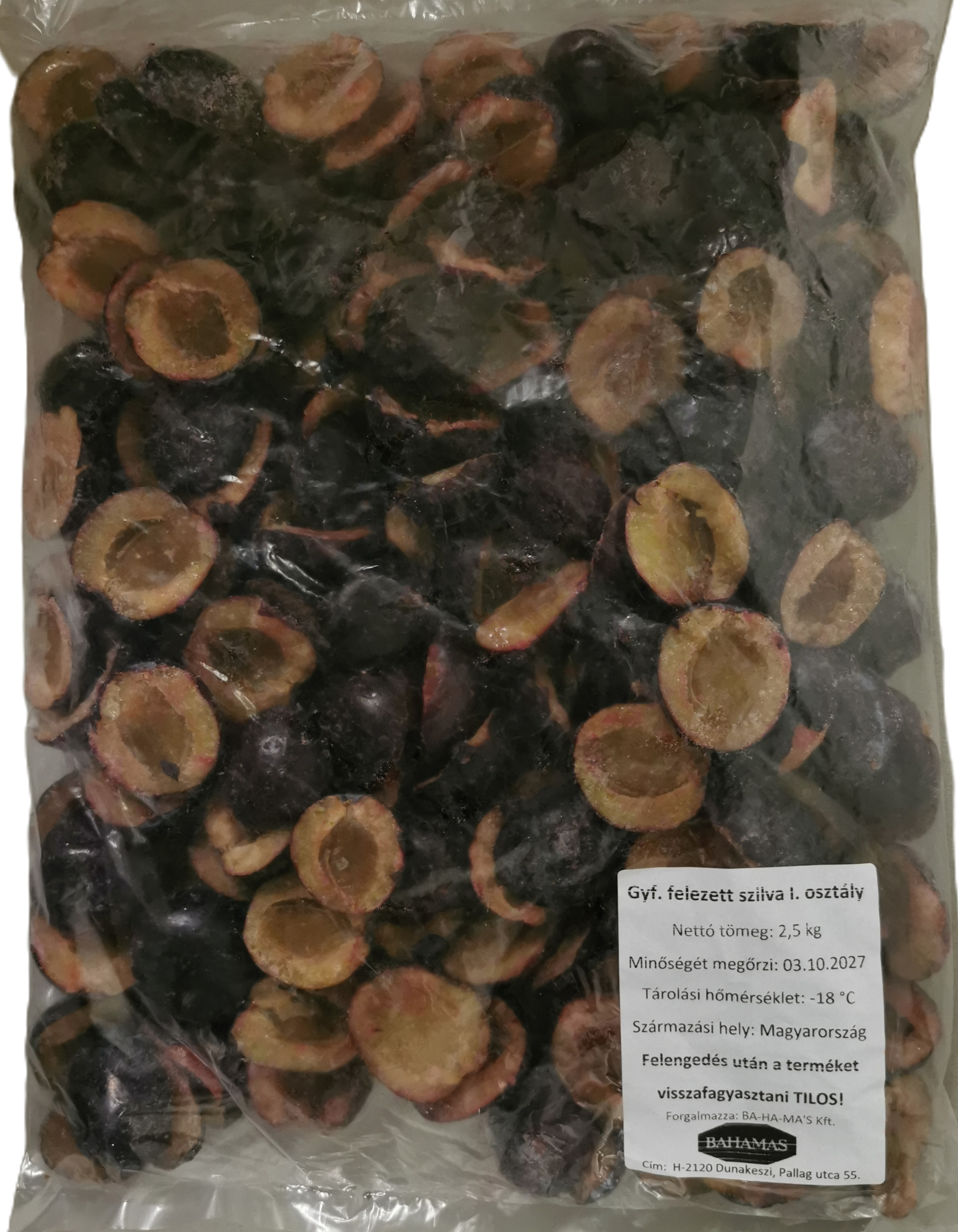 Szilva felezett 2,5 kg mirelit