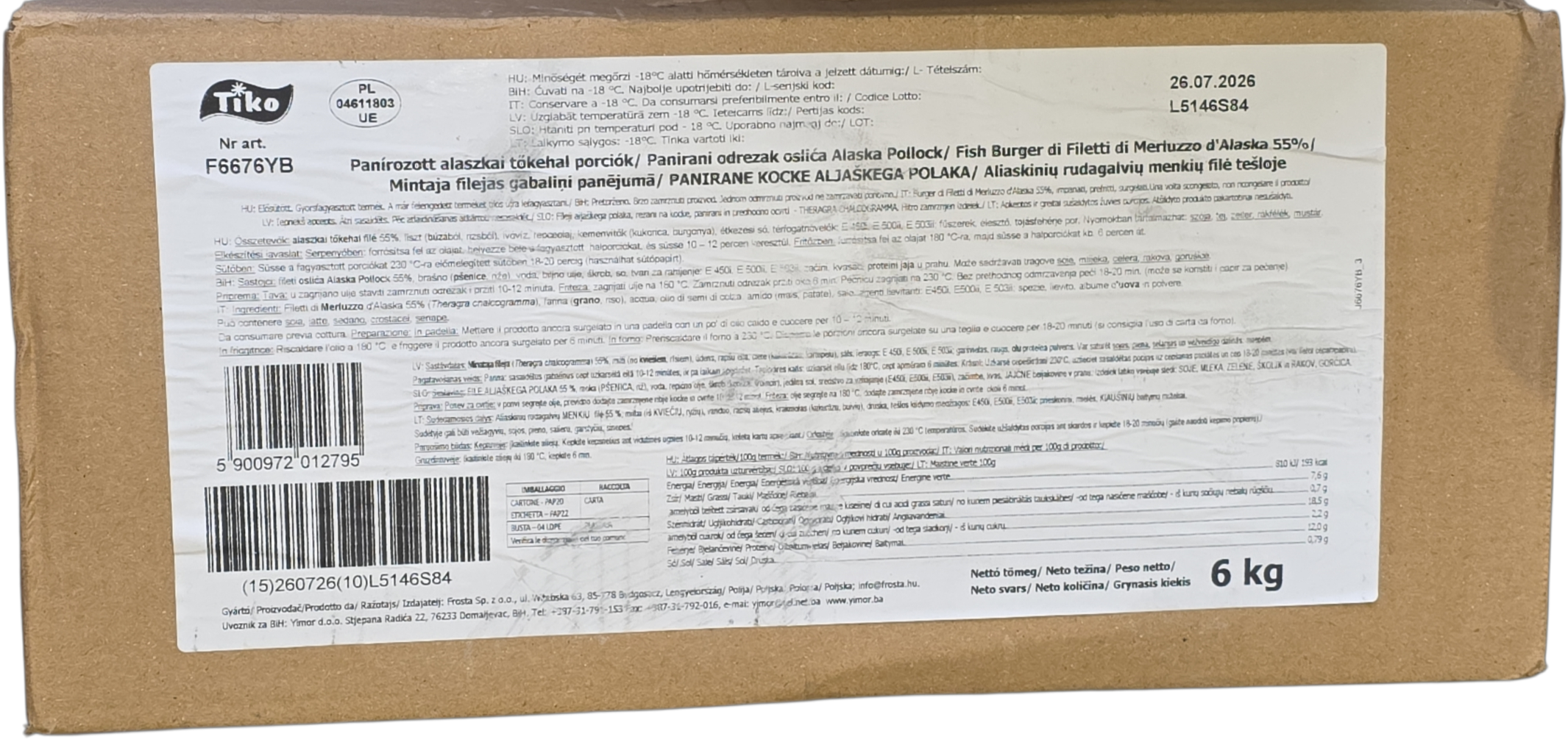 Halrúd ömlesztett (32 g/db) 6 kg TIKO mirelit