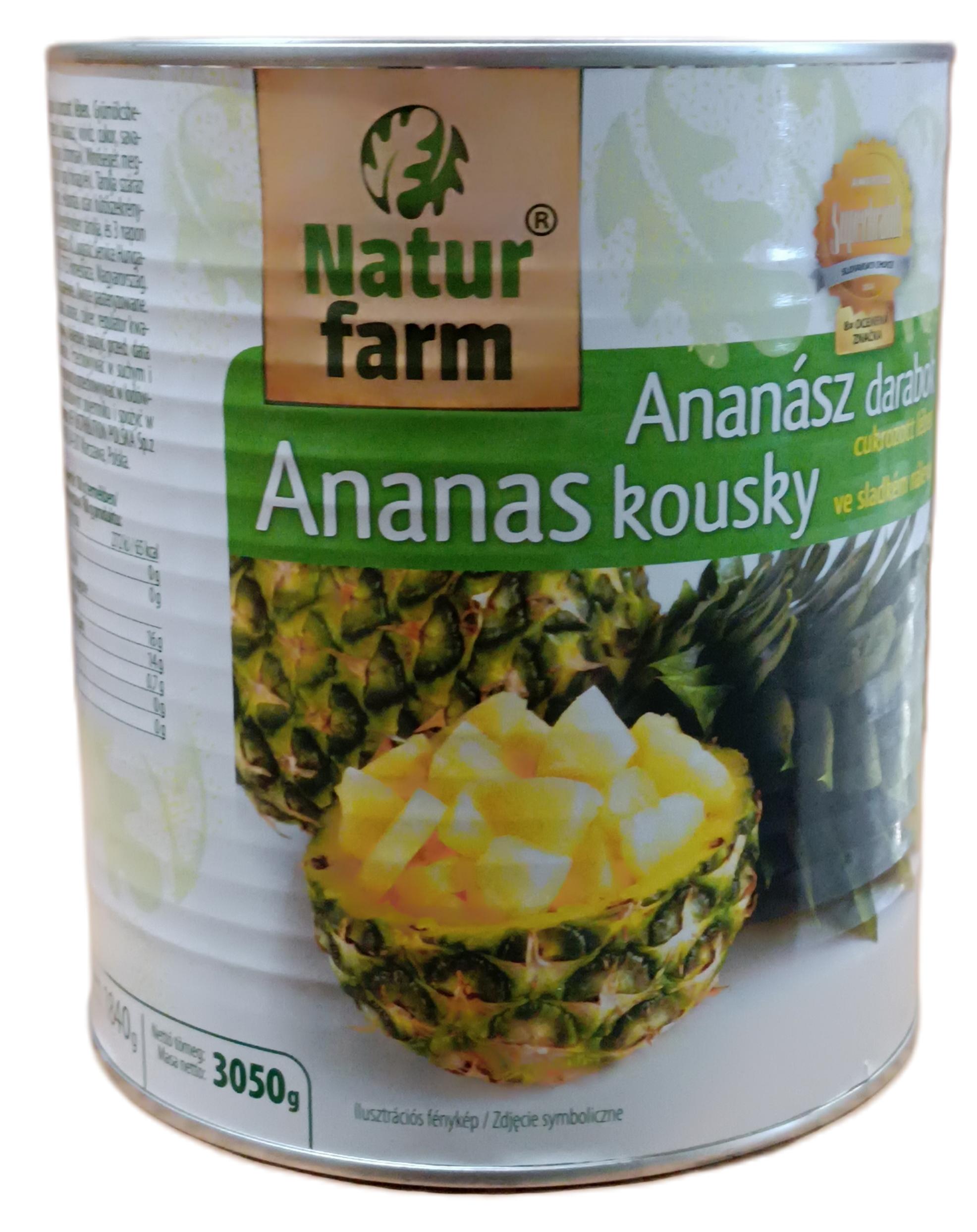 Ananász darabolt 3.050/1.840 g NATUR FARM