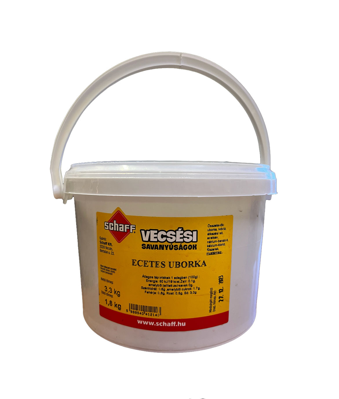 Savanyú ecetes uborka 3,3/1,8 kg