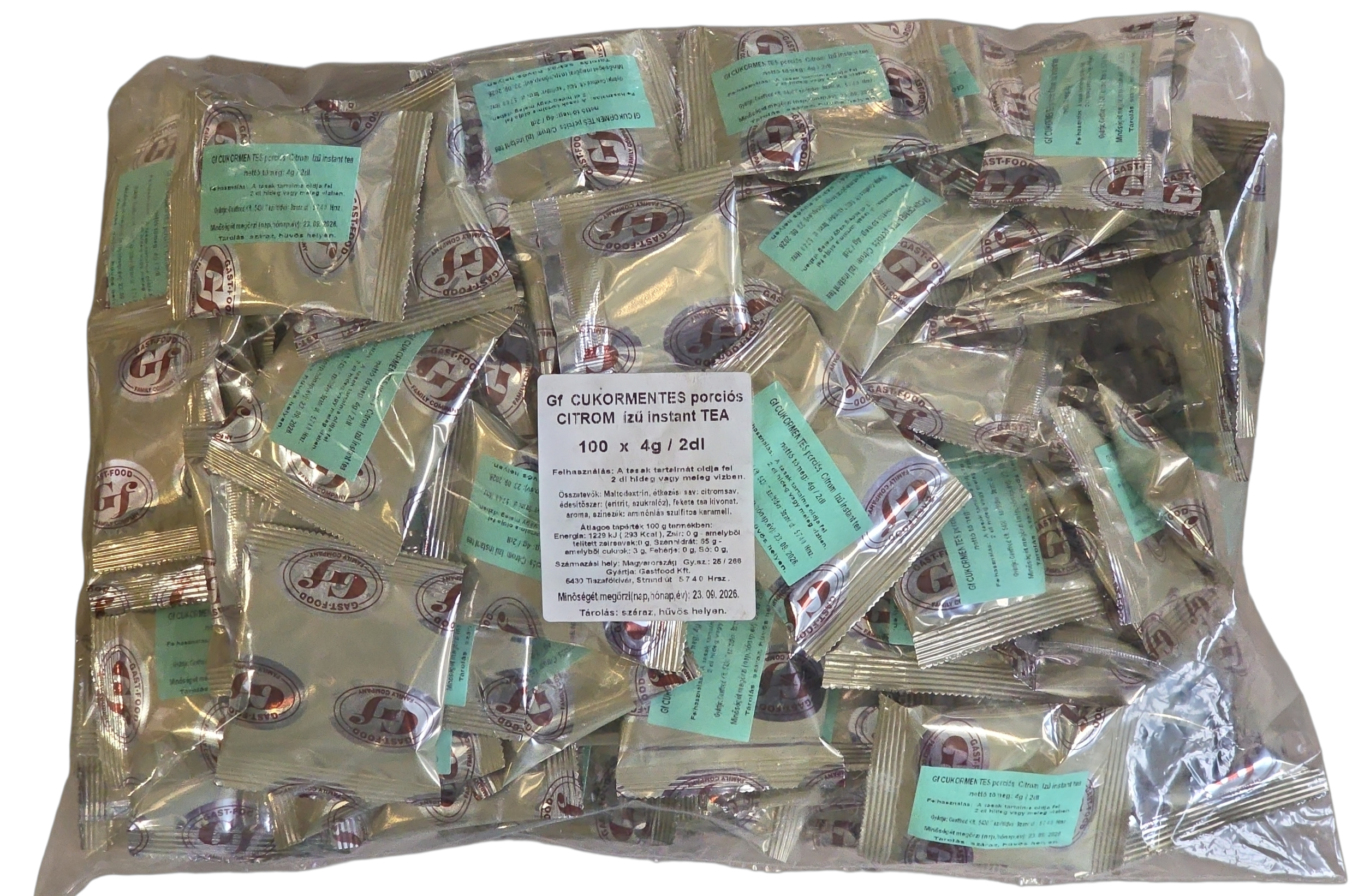 Gast-Food instant tea citrom ízű porciós cukormentes (100 X 4 g / 2 dl)