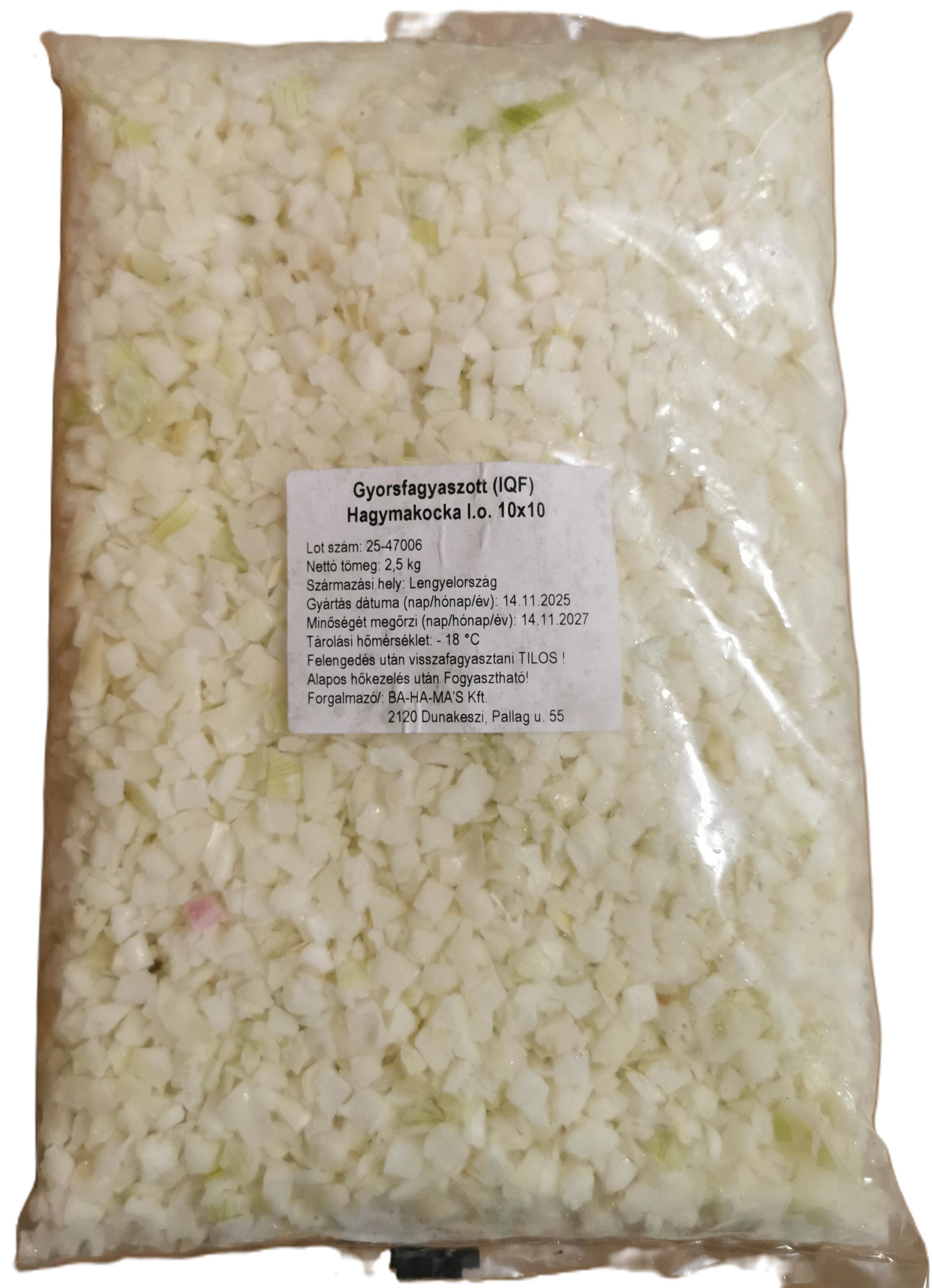 Vöröshagyma kocka 2,5 kg mirelit