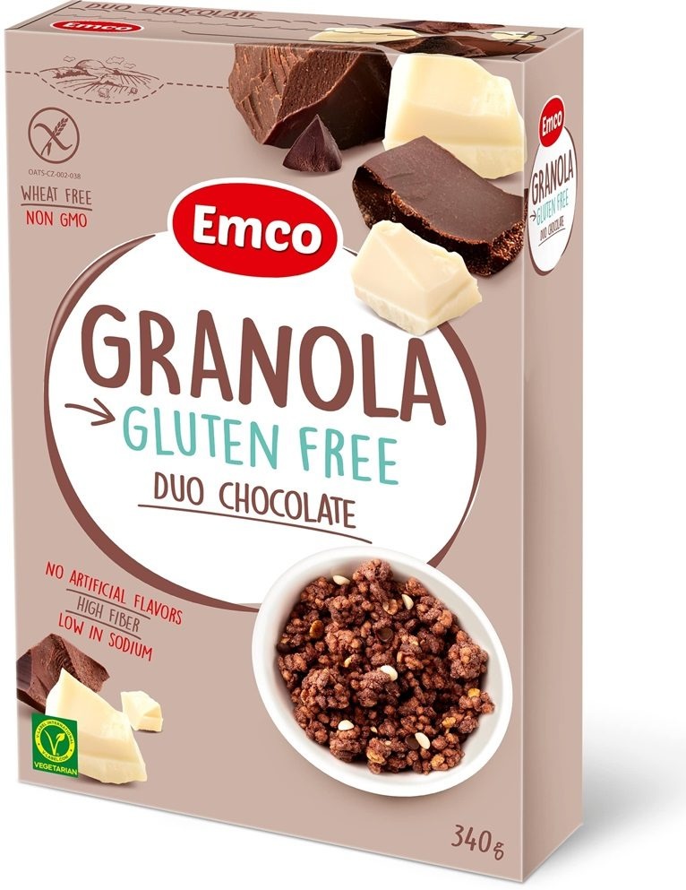 Emco granola gluténmentes csokis kétféle 340 g (14 db/#)