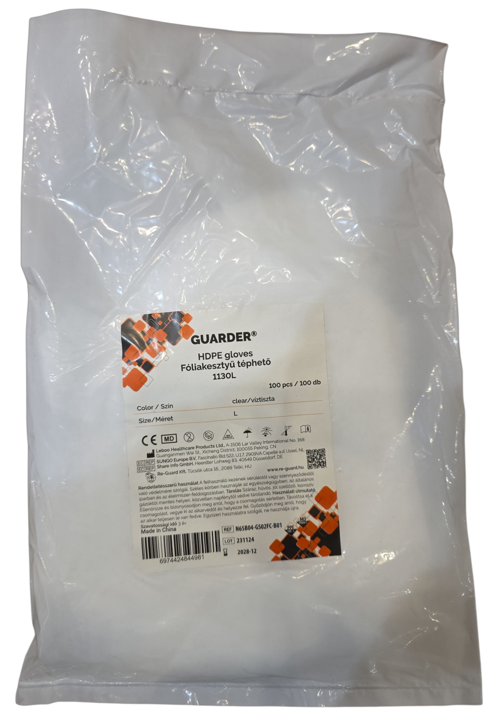 Eldobható nylon kesztyű L 50 pár