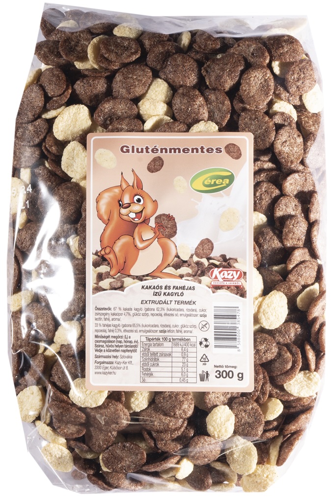 Reggelizőpehely kakaós és fahéjas kagyló gluténmentes 300 g (12 db/#) CEREA