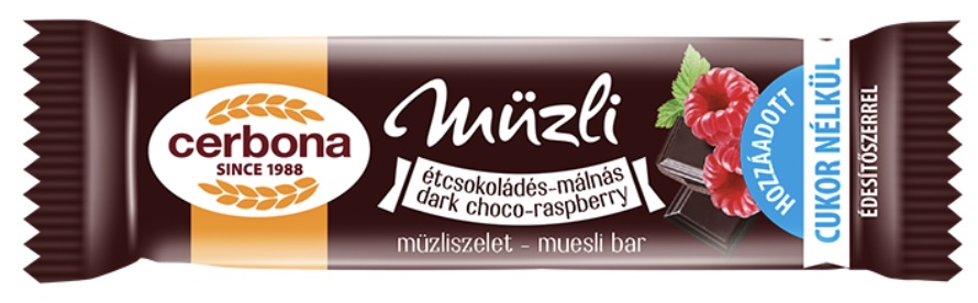 Müzli szelet 20 g (20 db/#) Étcsoki-málna CERBONA