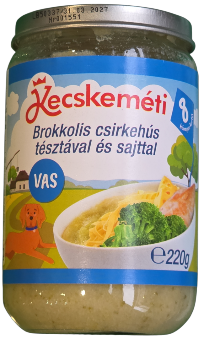 Bébiétel brokkolis csirkehús tésztával és sajttal 220 g (8hó) HIPP/KREL