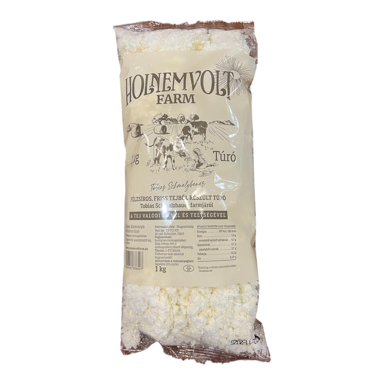 Tehéntúró félzsíros 1 kg Holnemvolt Farm