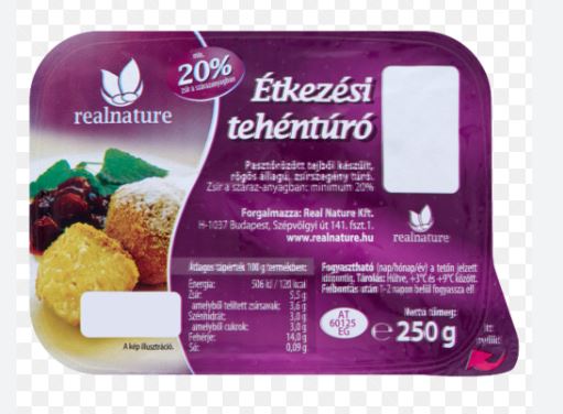 Tehéntúró rögös (lila) 250 g Real Nature