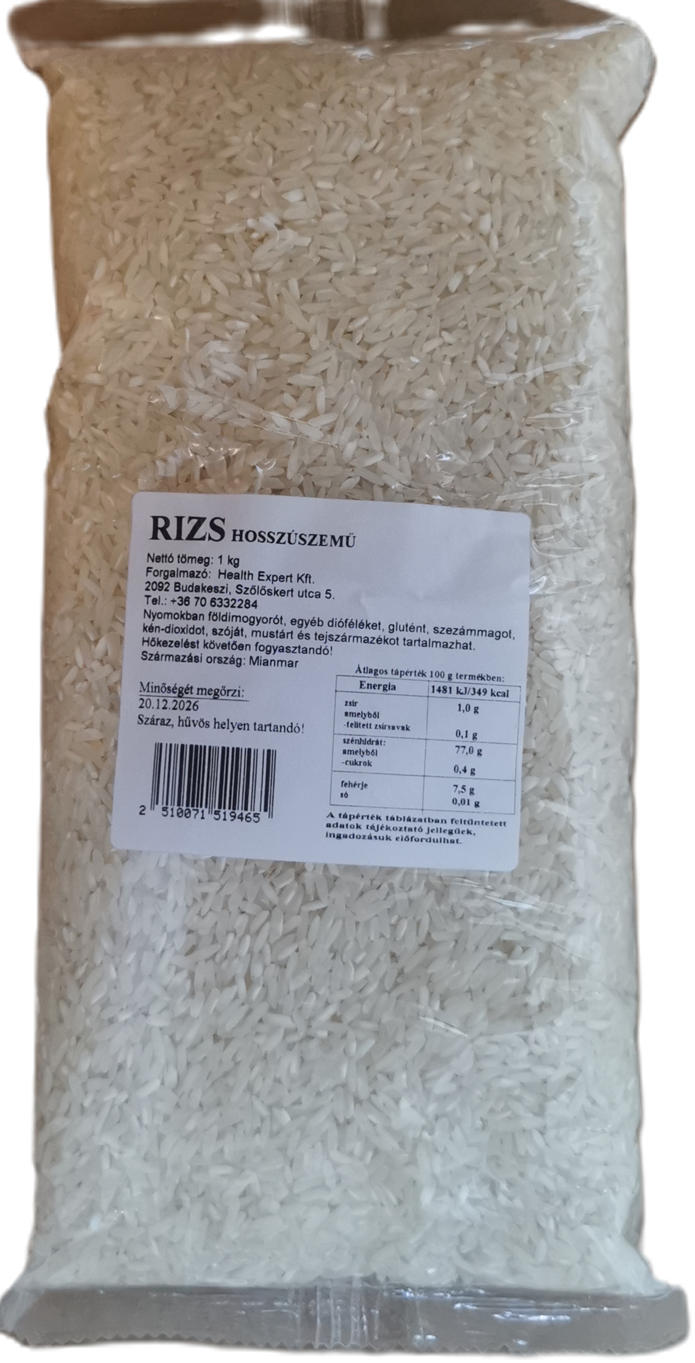 A rizs 1 kg hosszúszemű HEALTH EXPERT